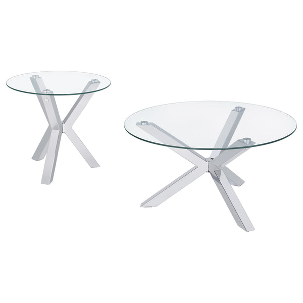 Coaster Furniture Kenzie 708128-S2 2-piece Round Coffee and End Table Set - Chrome