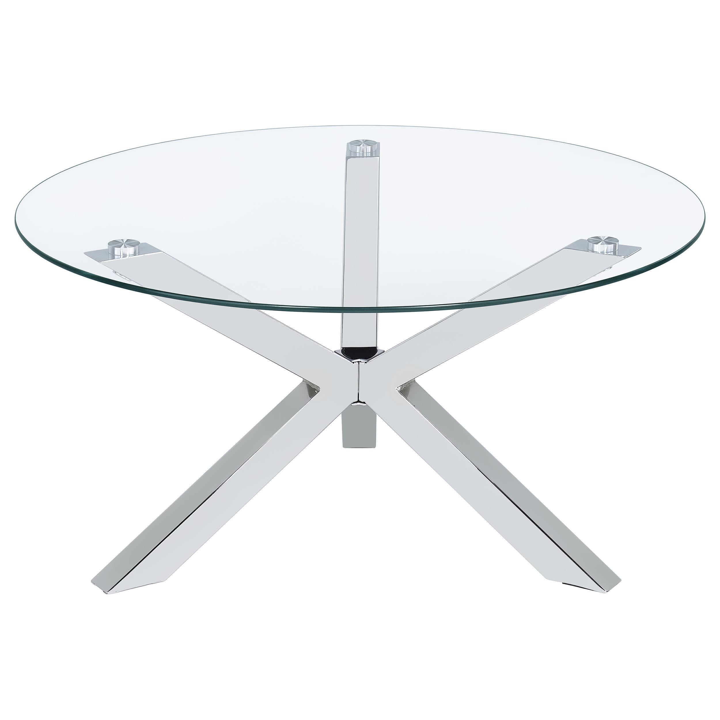  Coaster Furniture Kenzie 708128-S3 3-piece Round Coffee and End Table Set - Chrome IMAGE 5