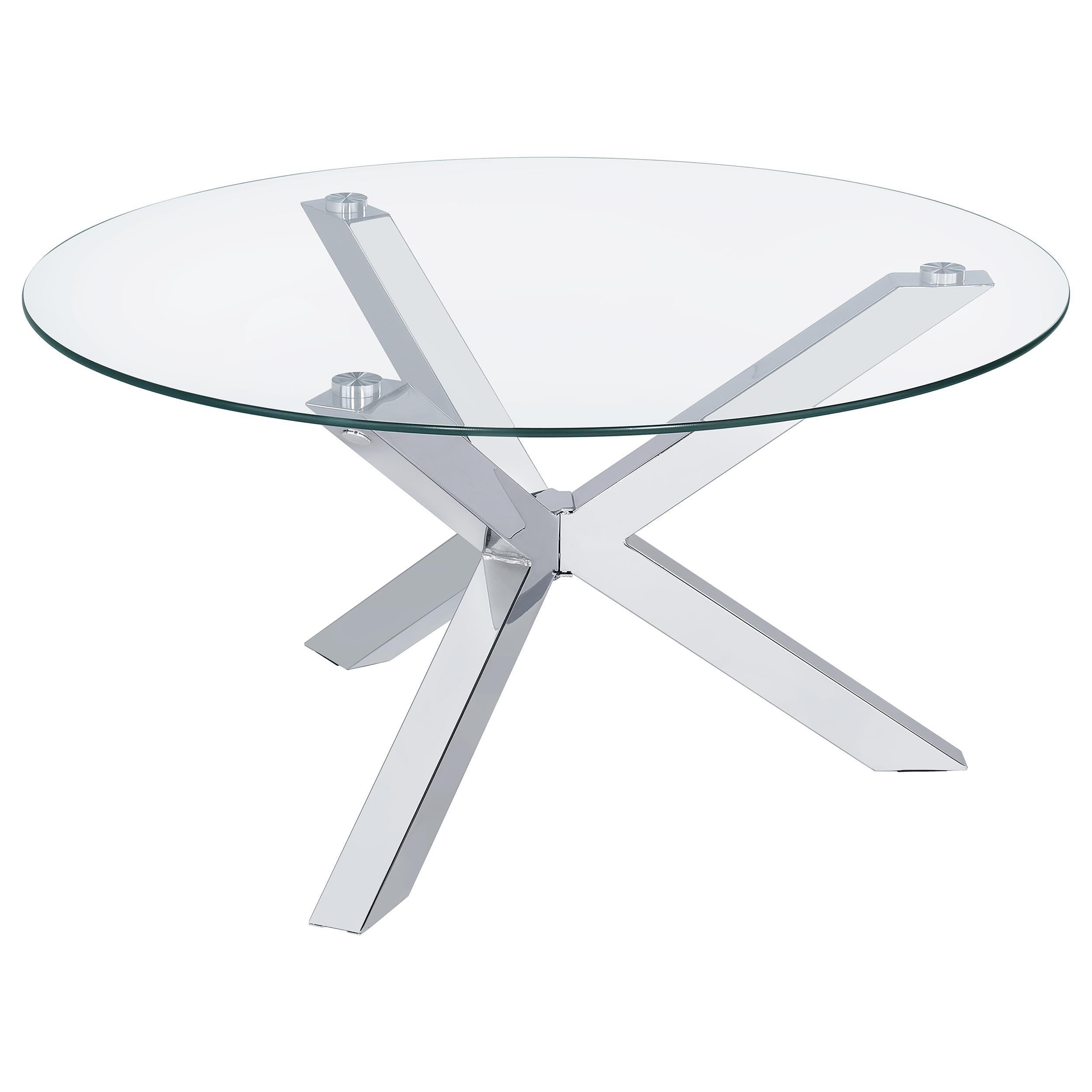  Coaster Furniture Kenzie 708128-S3 3-piece Round Coffee and End Table Set - Chrome IMAGE 8