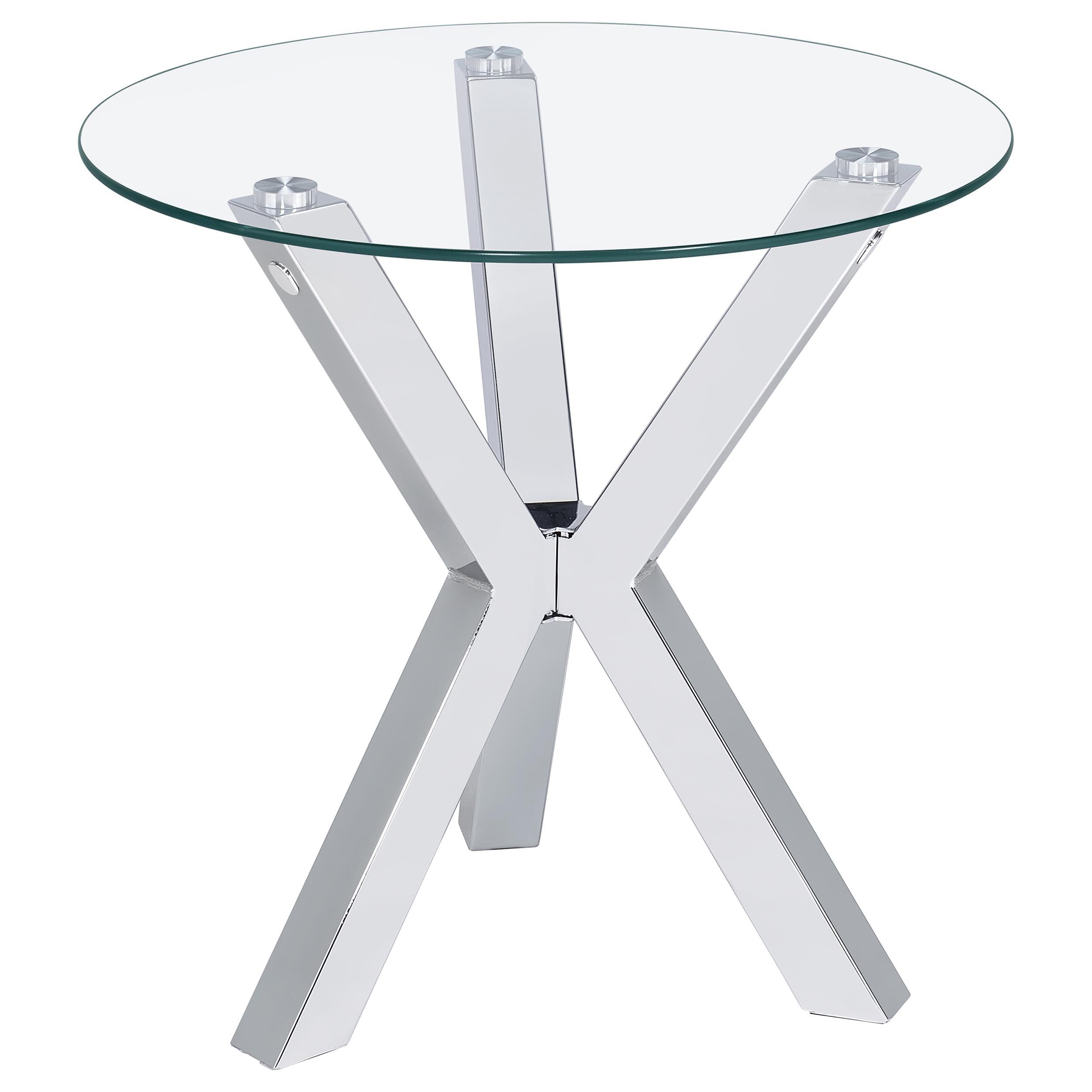  Coaster Furniture Kenzie 708128-S3 3-piece Round Coffee and End Table Set - Chrome IMAGE 9