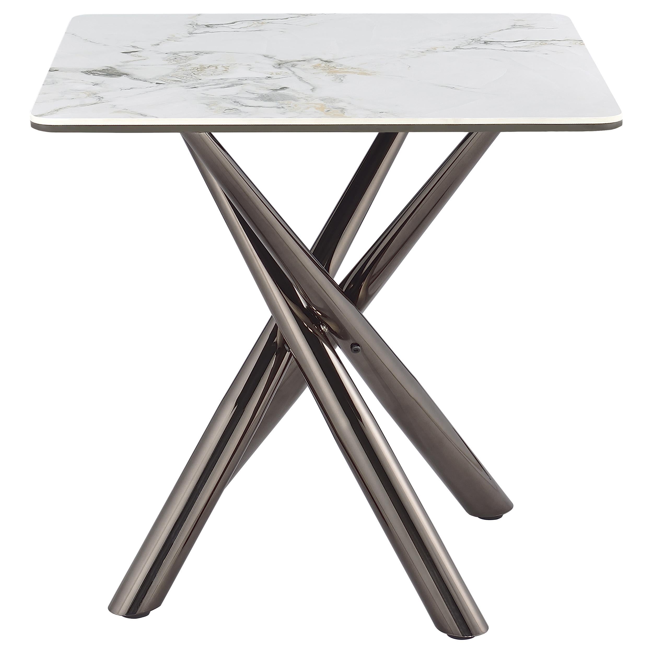  Coaster Furniture Carvell 708137 Square Sintered Stone Side Table Mirage - White IMAGE 1