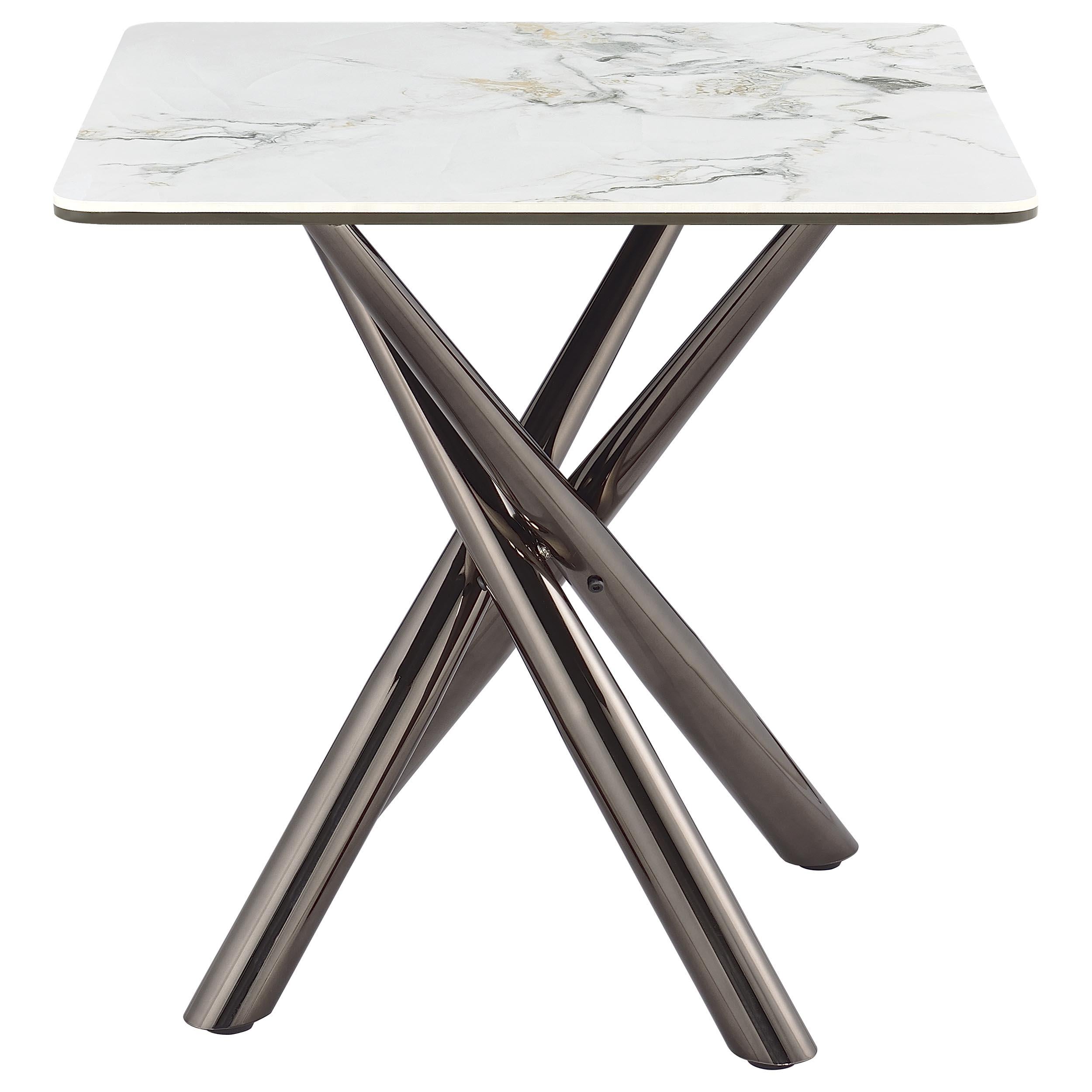  Coaster Furniture Carvell 708137 Square Sintered Stone Side Table Mirage - White IMAGE 2