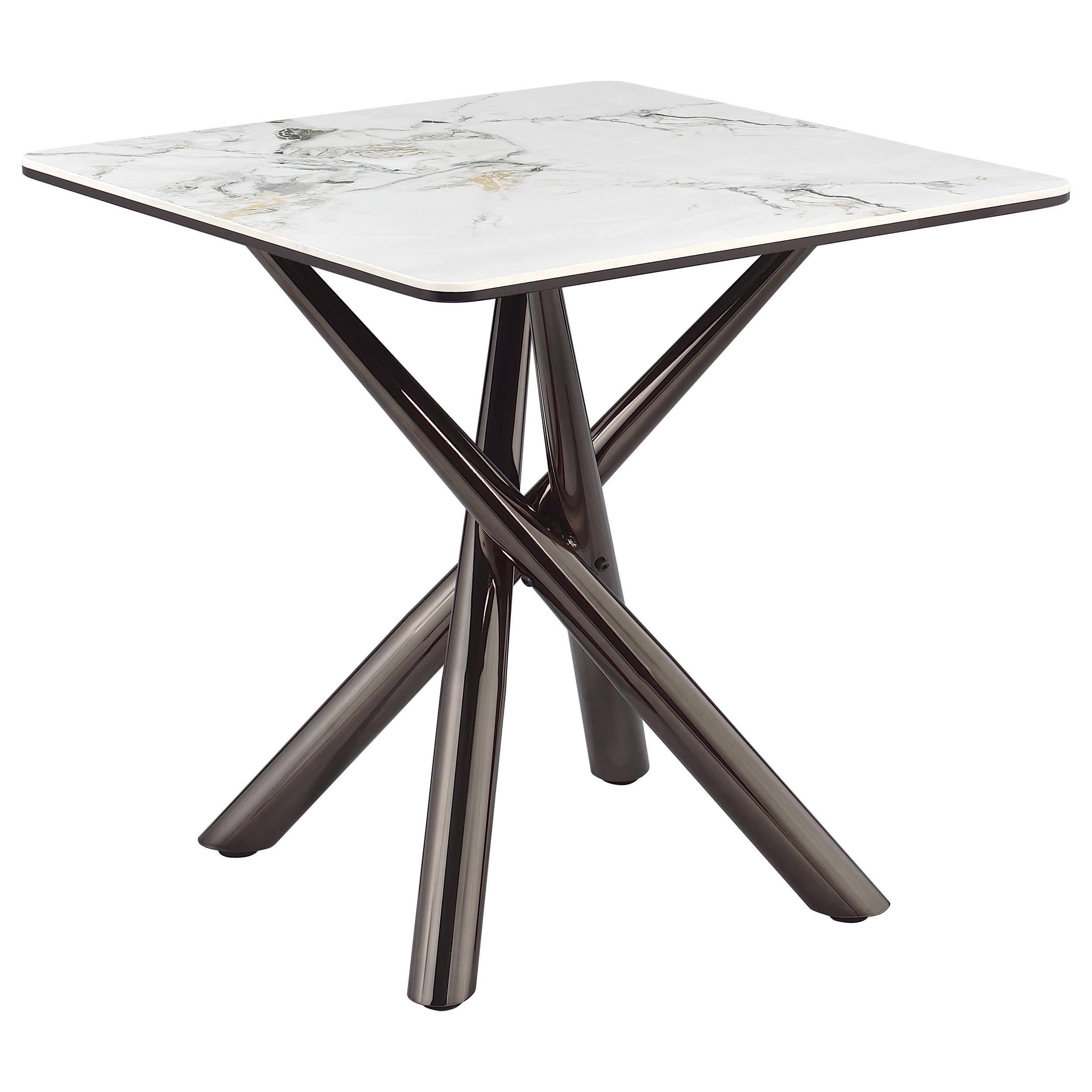  Coaster Furniture Carvell 708137 Square Sintered Stone Side Table Mirage - White IMAGE 4