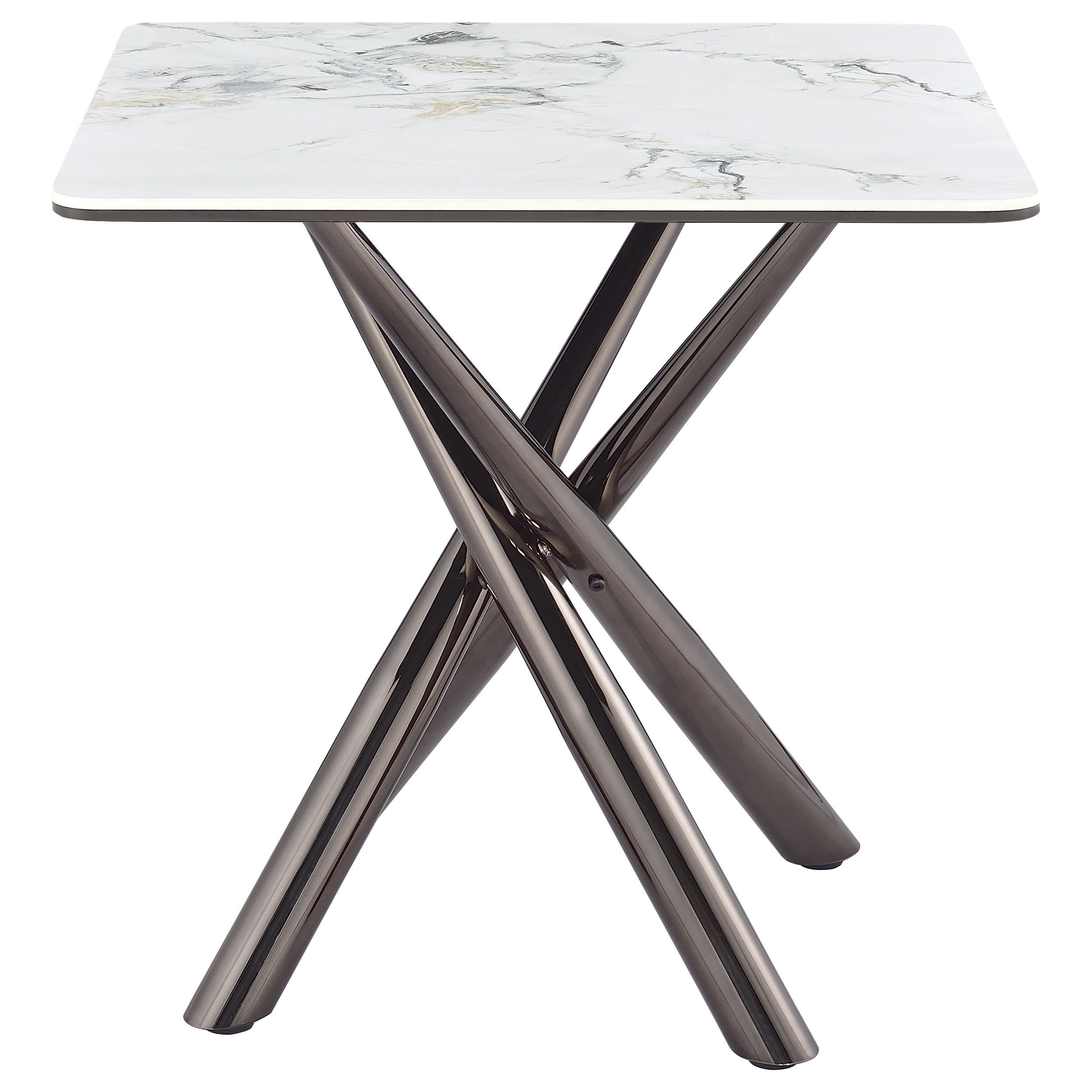  Coaster Furniture Carvell 708137 Square Sintered Stone Side Table Mirage - White IMAGE 7