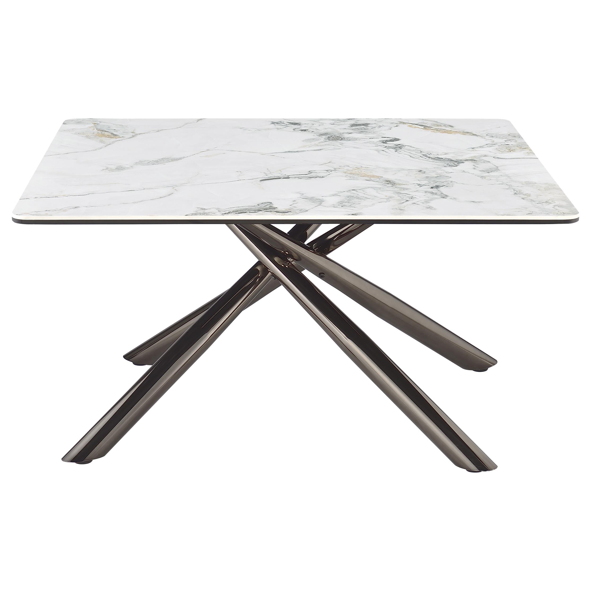  Coaster Furniture Carvell 708138 Square Sintered Stone Top Coffee Table - White IMAGE 1