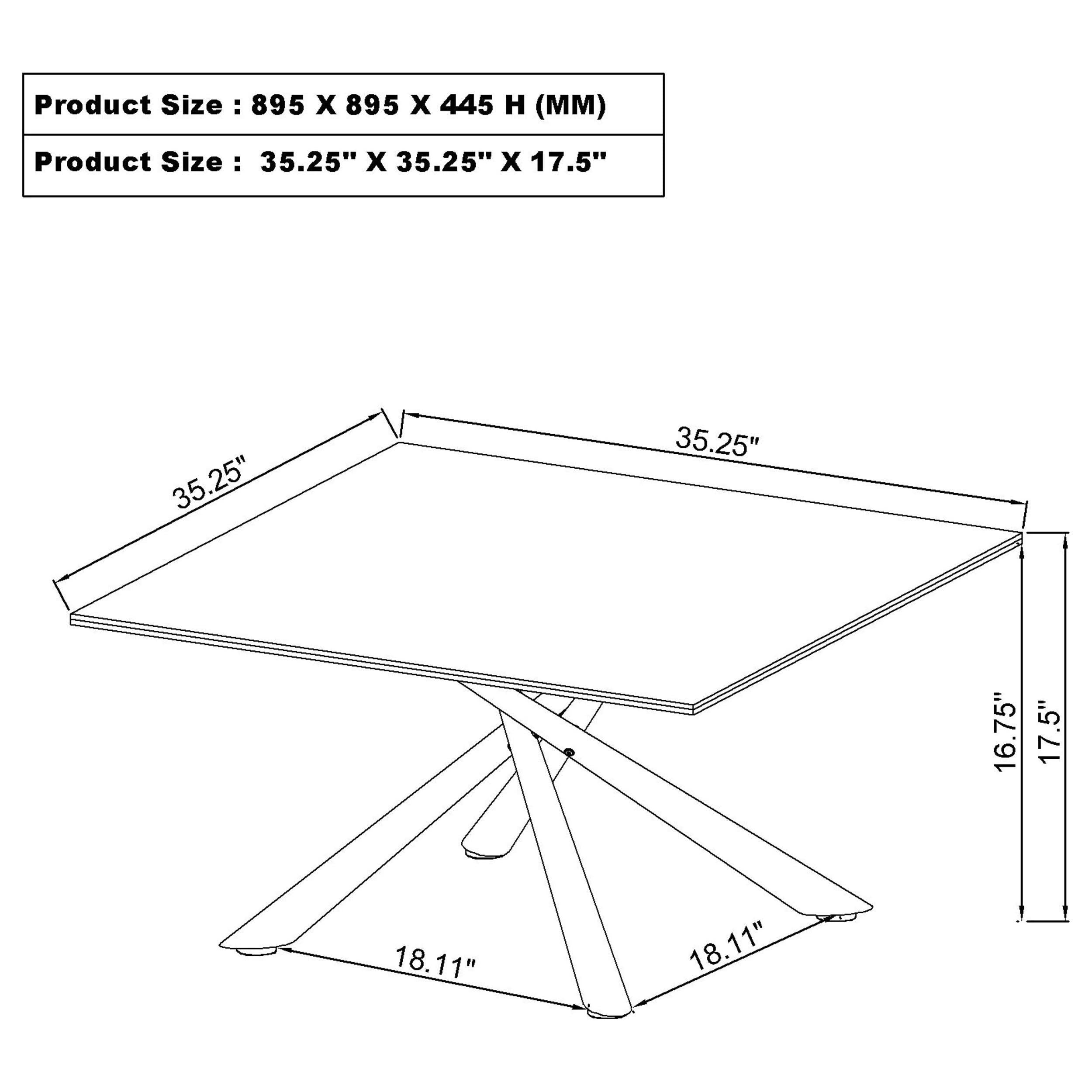  Coaster Furniture Carvell 708138 Square Sintered Stone Top Coffee Table - White IMAGE 11