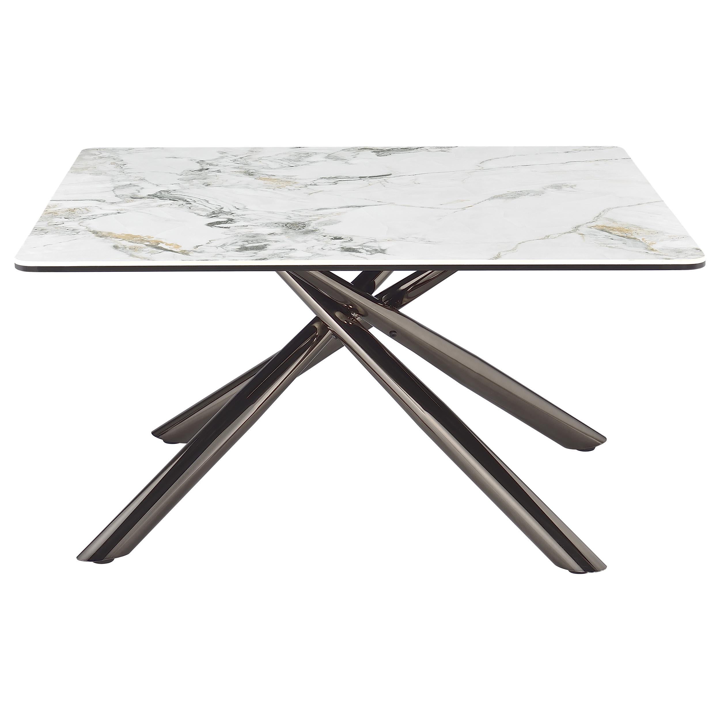  Coaster Furniture Carvell 708138 Square Sintered Stone Top Coffee Table - White IMAGE 4