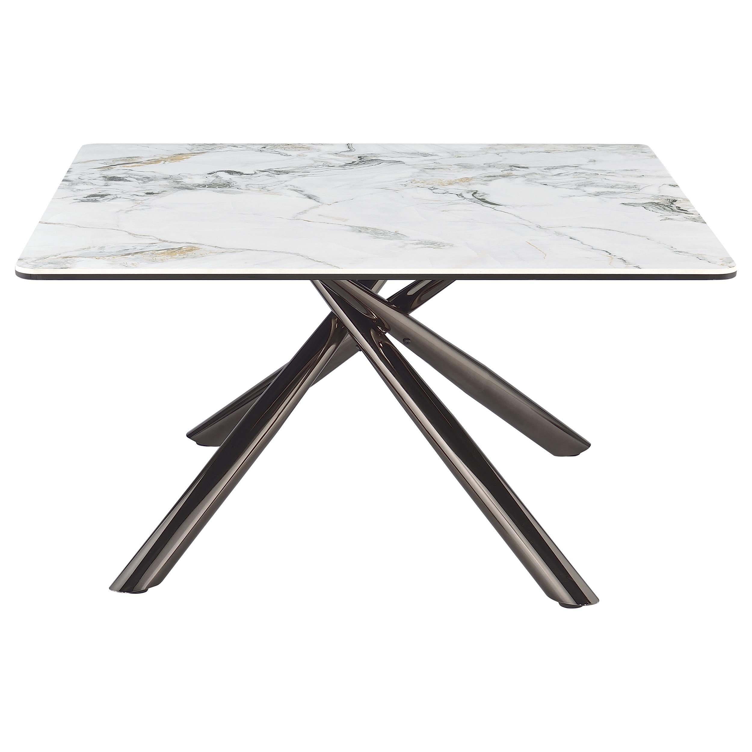 Coaster Furniture Carvell 708138 Square Sintered Stone Top Coffee Table - White IMAGE 7