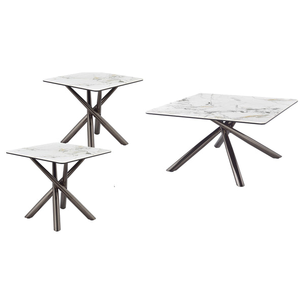 Coaster Furniture Carvell 708138-S3 3-piece Square Coffee and End Table Set - Mirage White