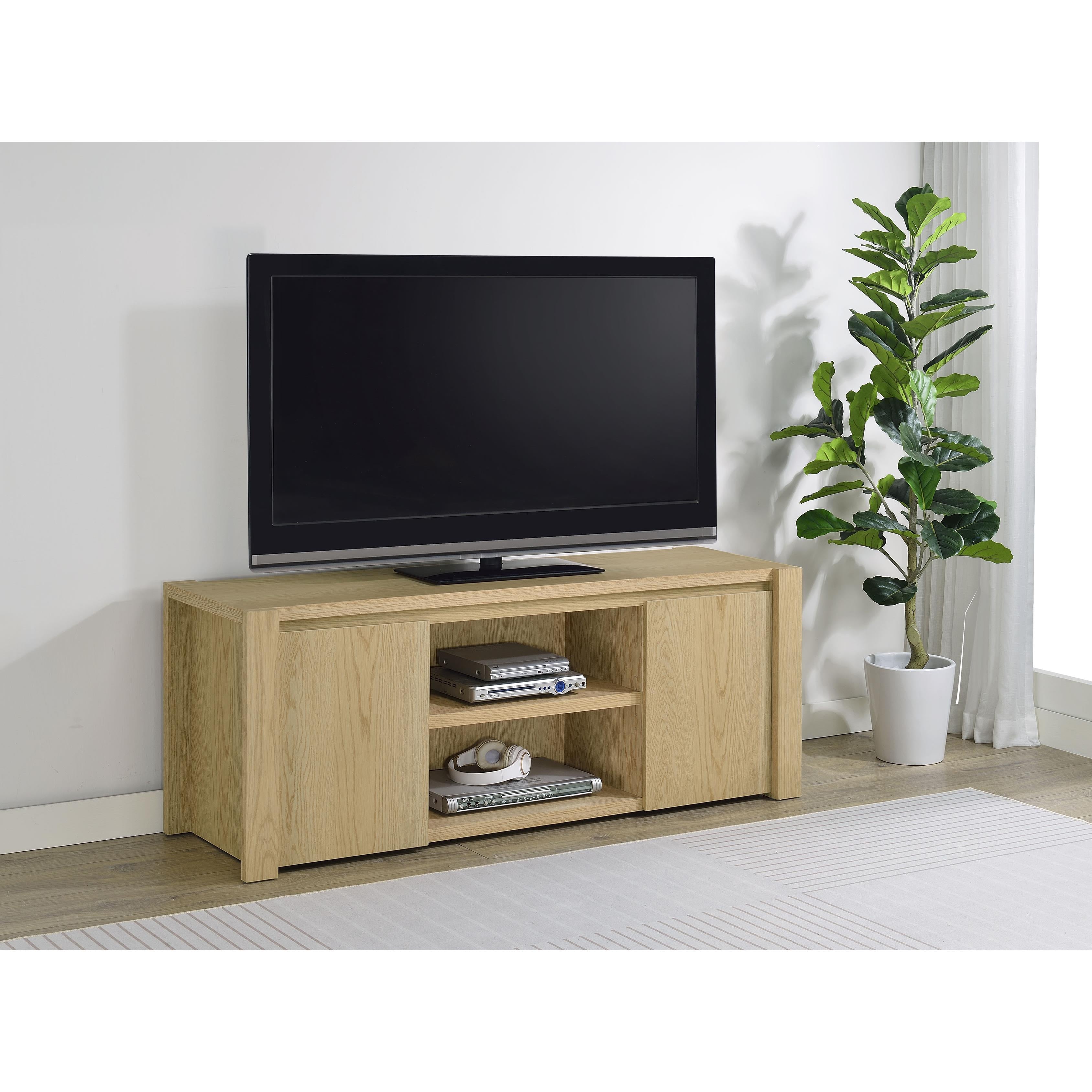  Coaster Furniture Laurelton 708222 60-inch 2-door TV Stand Media Console - Light Oak IMAGE 4
