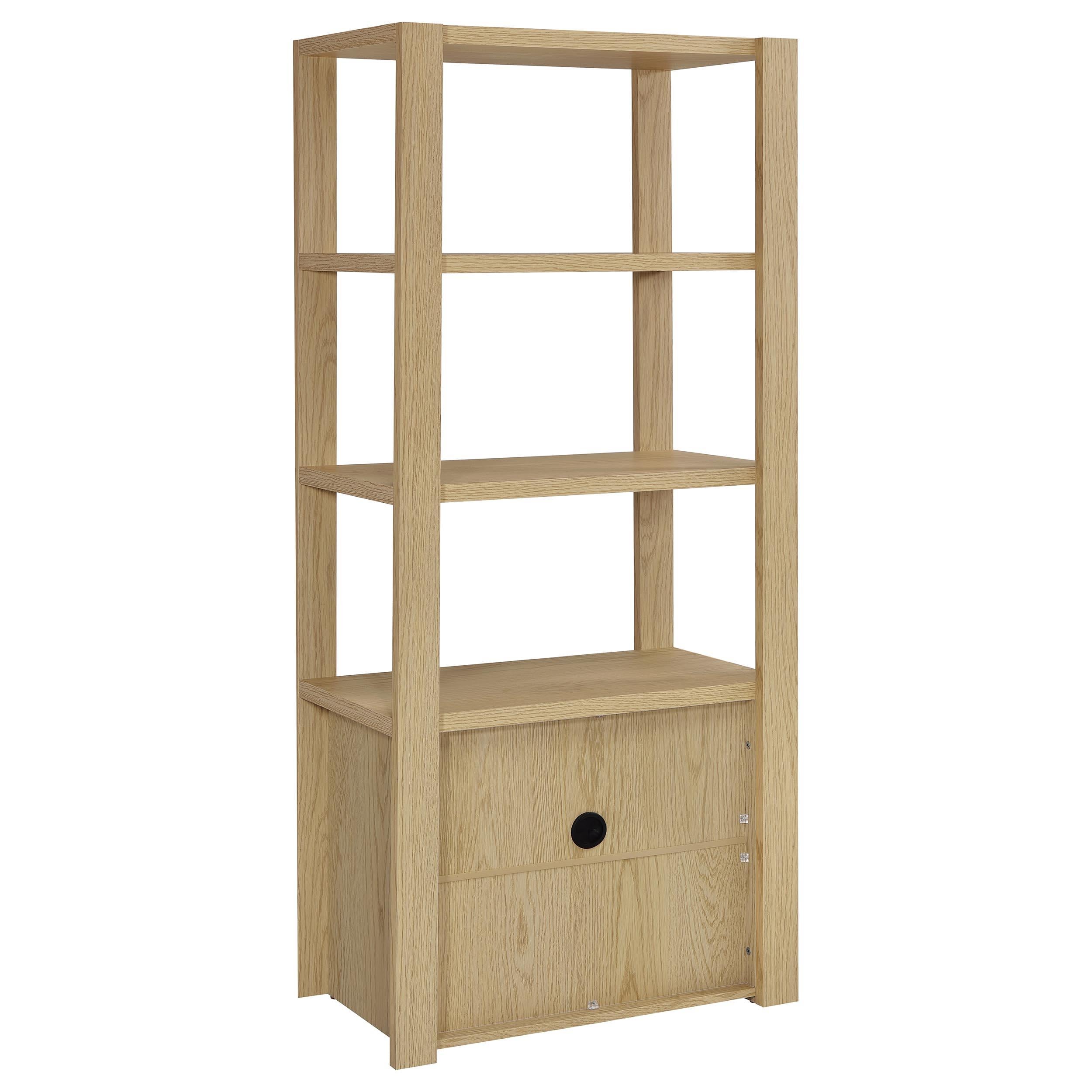 Coaster Furniture Laurelton 708224 3-shelf Media Tower Tall Pier Cabinet - Light Oak IMAGE 1