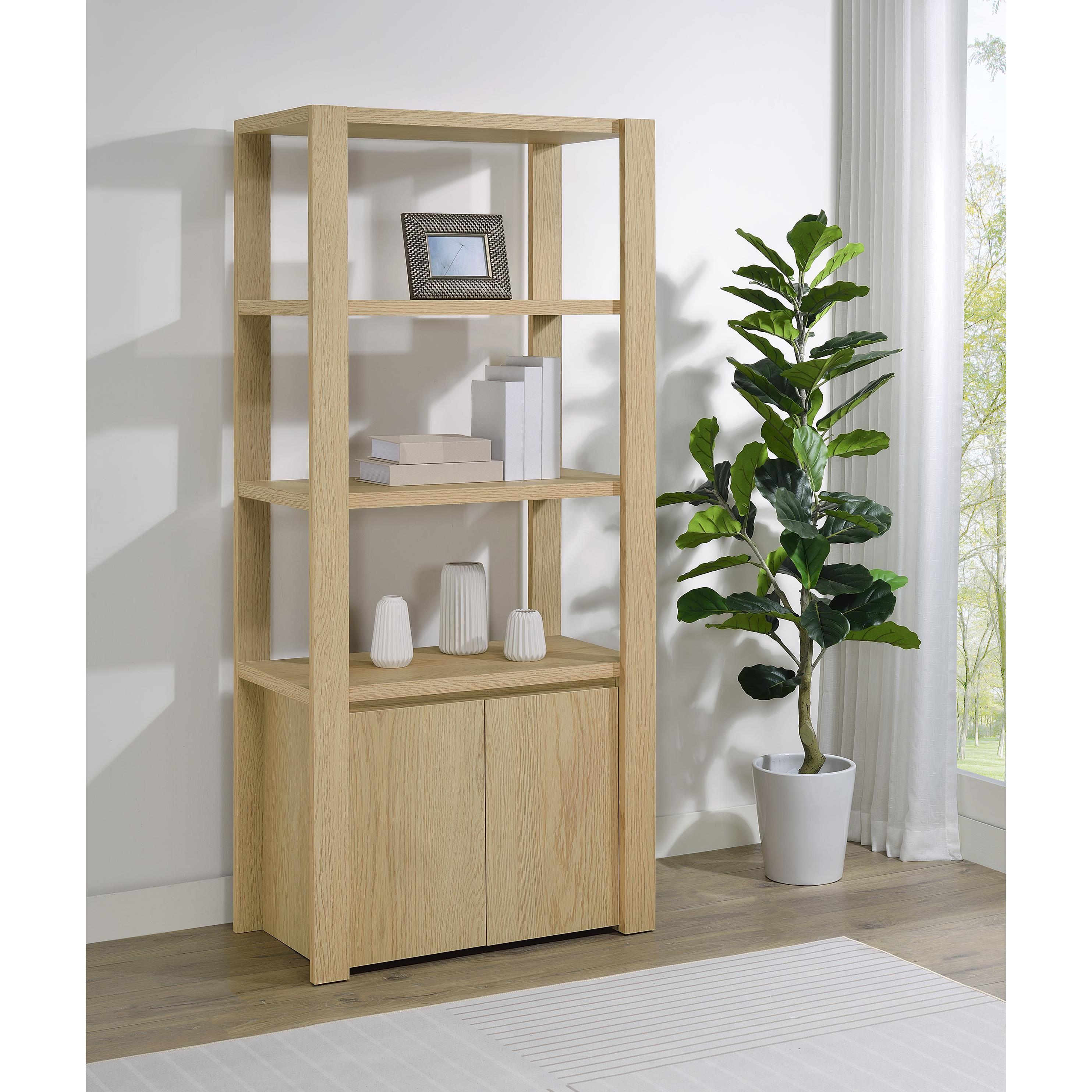  Coaster Furniture Laurelton 708224 3-shelf Media Tower Tall Pier Cabinet - Light Oak IMAGE 2