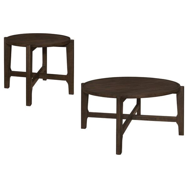 Coaster Furniture Cota 708288-S2 2-piece Solid Wood Coffee and End Table Set - Dark Brown