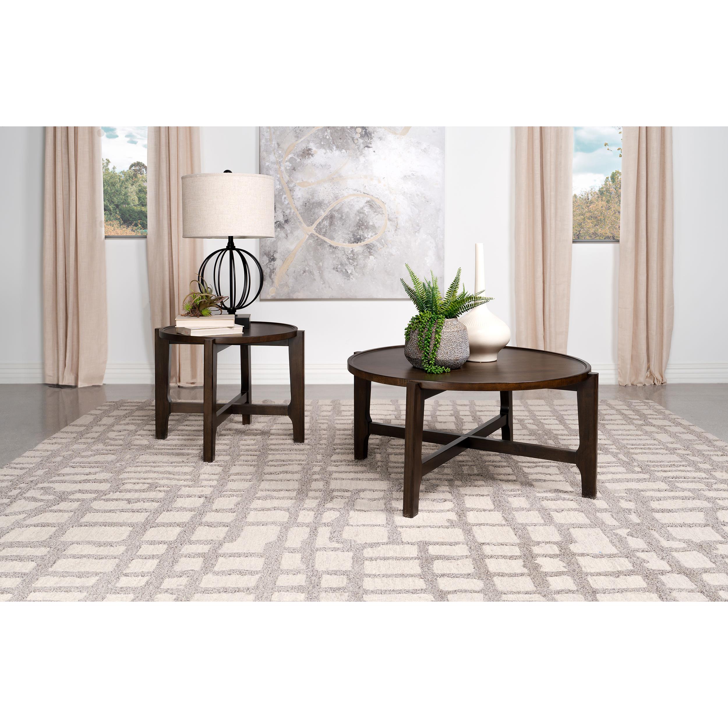  Coaster Furniture Cota 708288-S2 2-piece Solid Wood Coffee and End Table Set - Dark Brown IMAGE 2