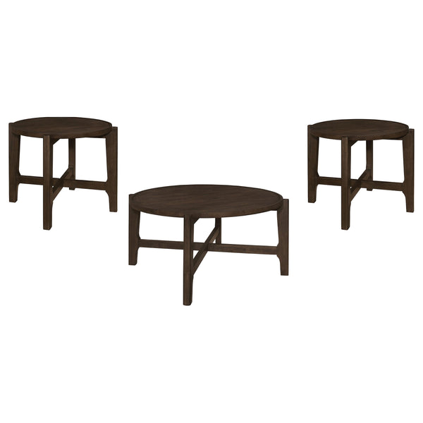 Coaster Furniture Cota 708288-S3 3-piece Solid Wood Coffee and End Table Set - Dark Brown