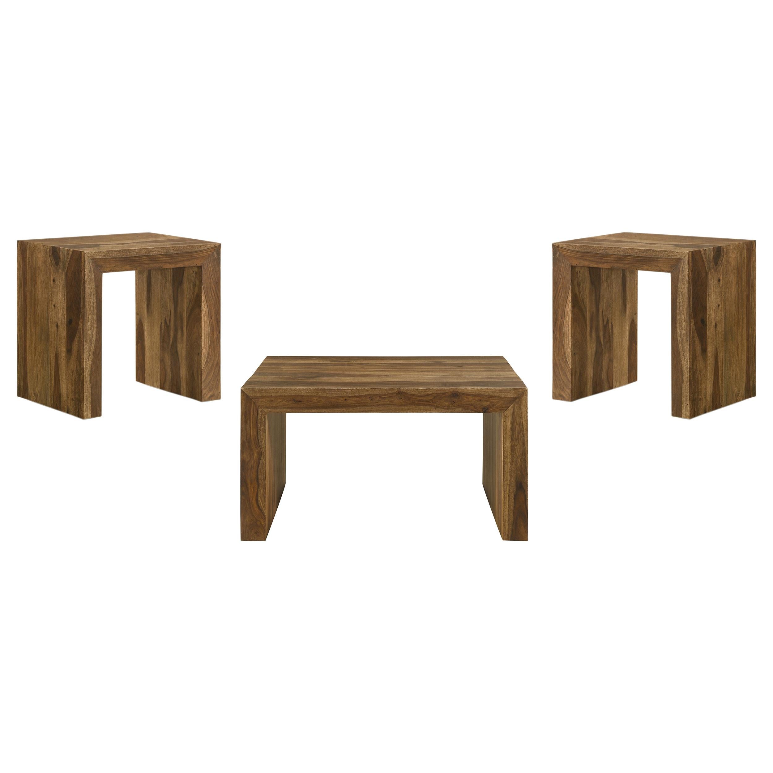  Coaster Furniture Odilia 708418-S3 3-piece Solid Wood Coffee and End Table Set - Auburn IMAGE 1