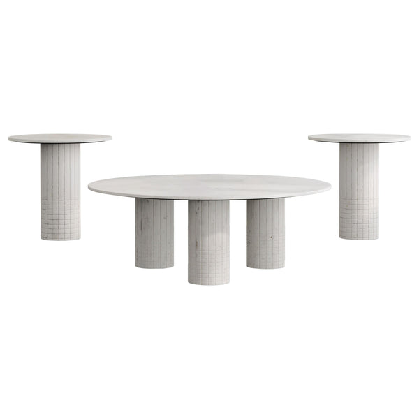 Coaster Furniture Astoria 709668-S3 3-piece Marble Coffee and End Table Set - White