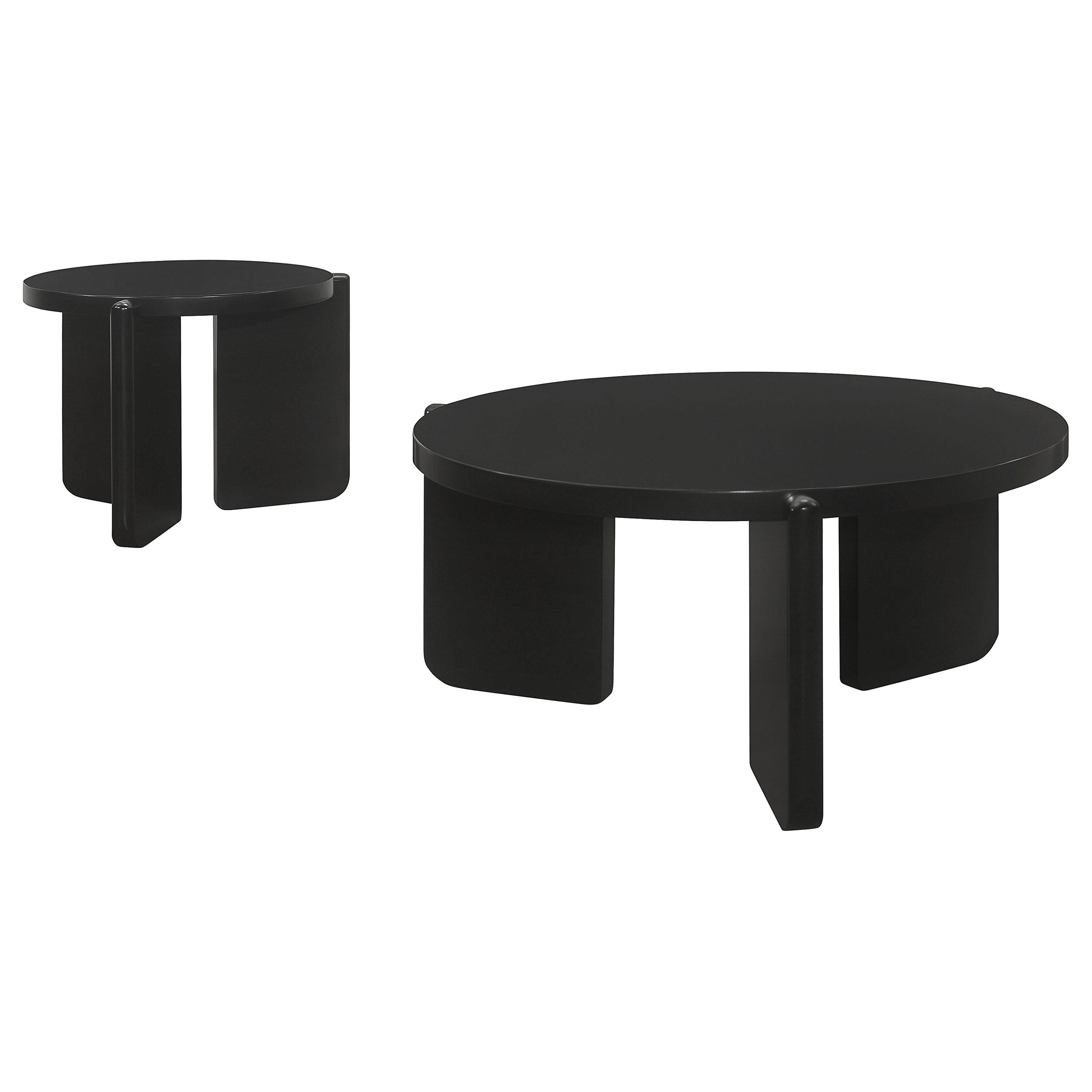  Coaster Furniture Cordova 709678-S2 2-piece Solid Wood Coffee and End Table Set - Black IMAGE 1