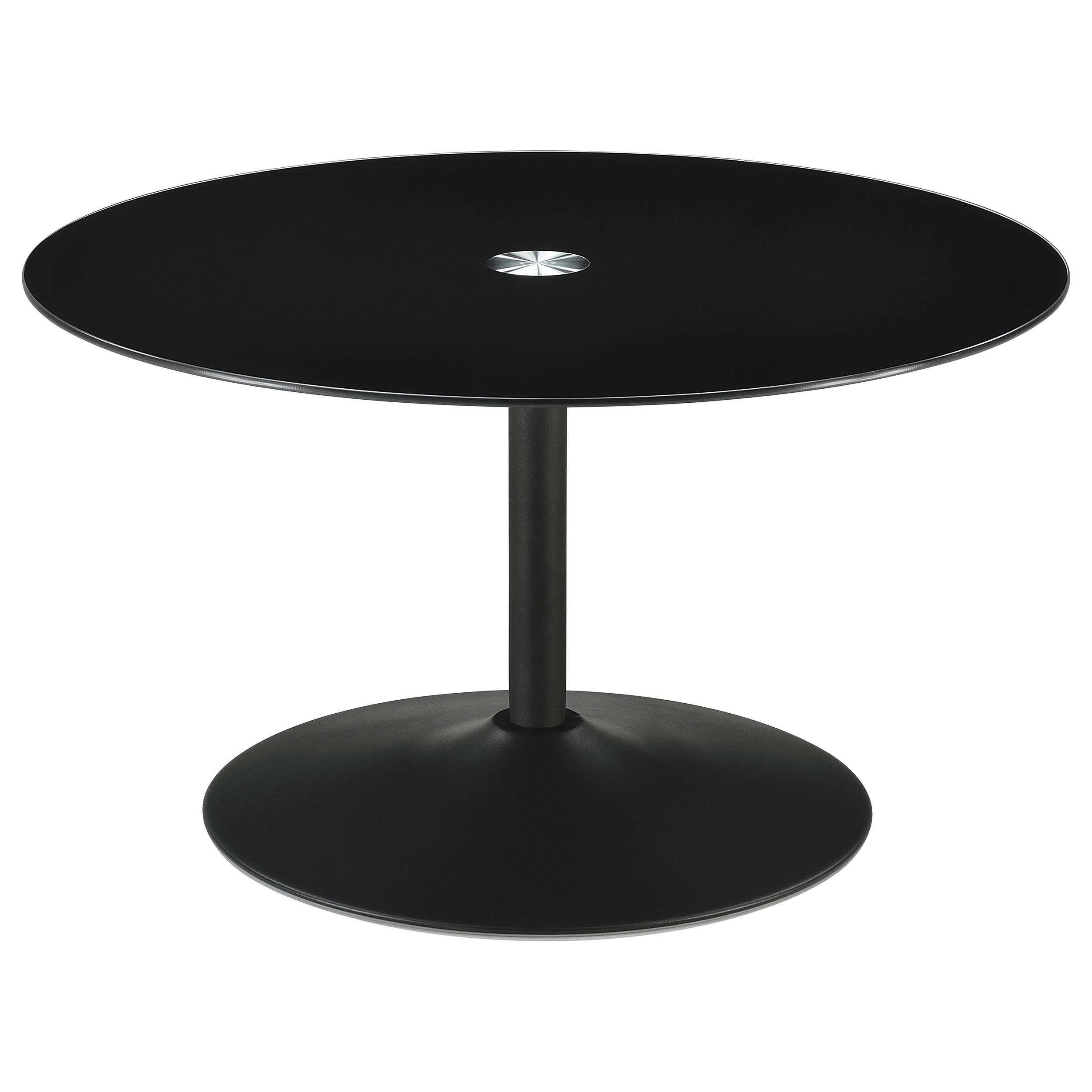  Coaster Furniture Ganso 709688-S3 3-piece Round Glass Top Coffee and End Table Set - Black IMAGE 4