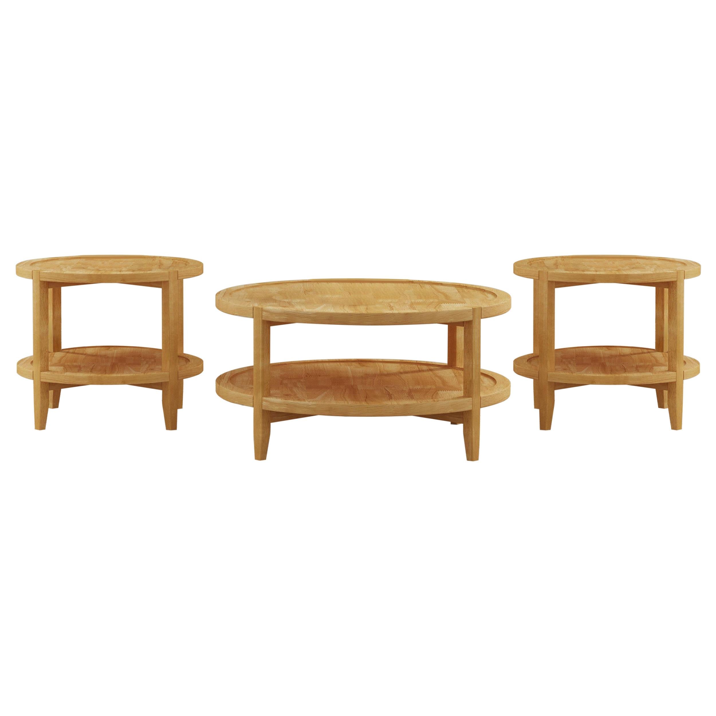  Coaster Furniture Camillo 709698-S3 3-piece Round Coffee and End Table Set - Maple IMAGE 1
