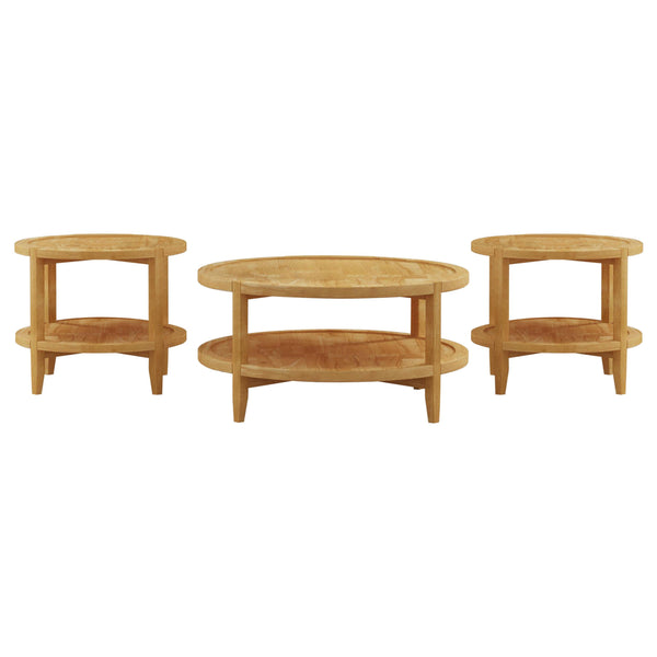 Coaster Furniture Camillo 709698-S3 3-piece Round Coffee and End Table Set - Maple