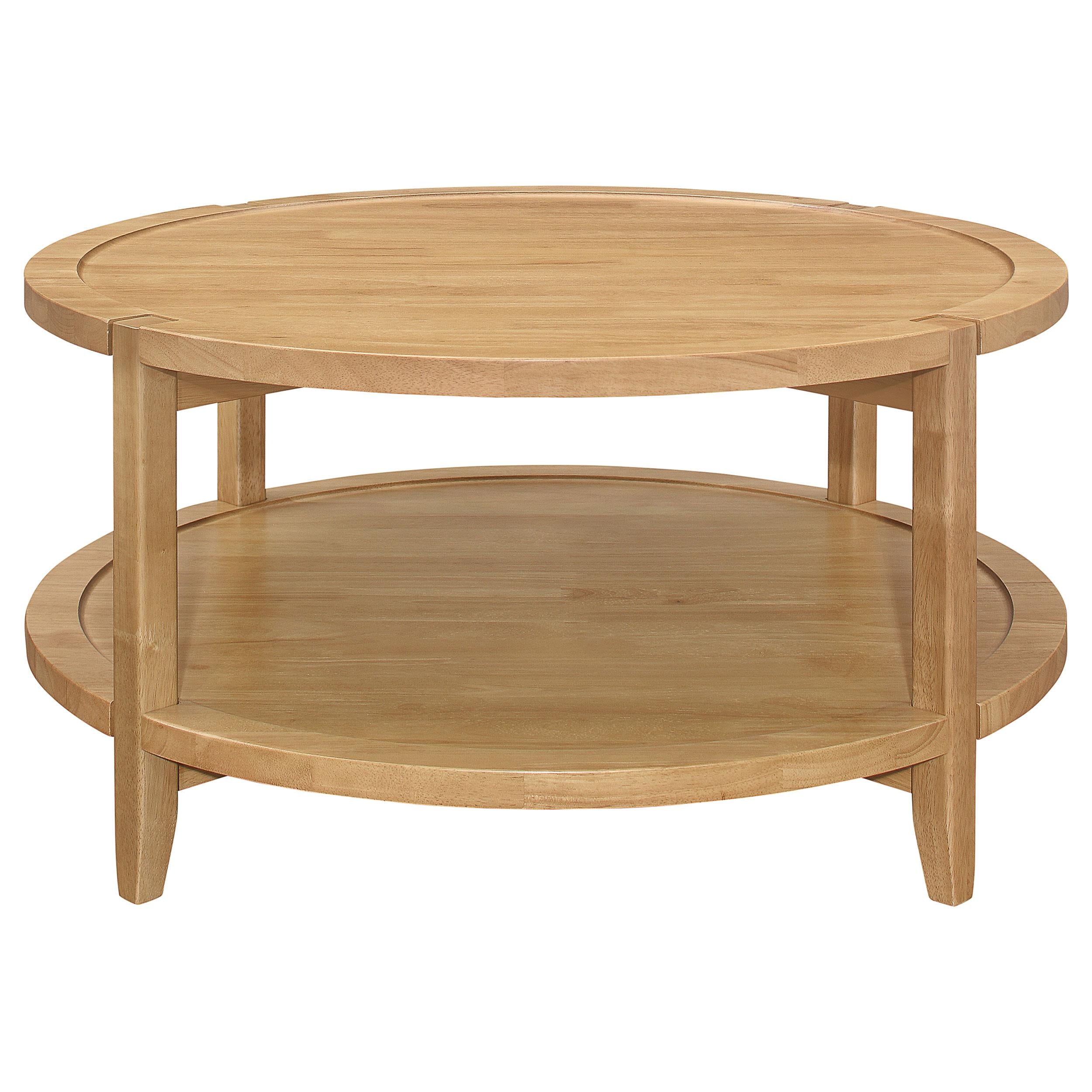  Coaster Furniture Camillo 709698-S3 3-piece Round Coffee and End Table Set - Maple IMAGE 4