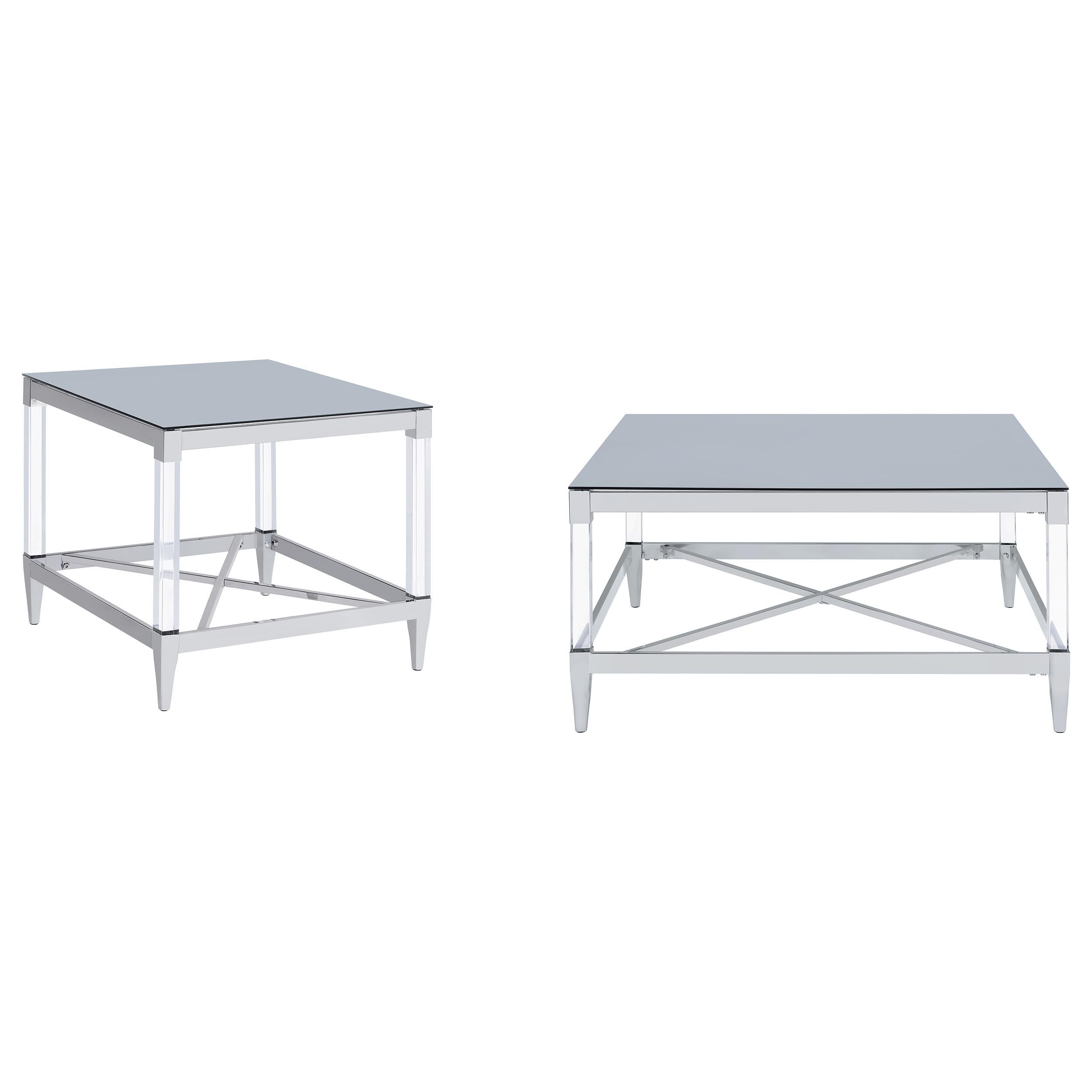  Coaster Furniture Lindley 709728-S2 2-piece Square Coffee and End Table Set - Chrome IMAGE 1