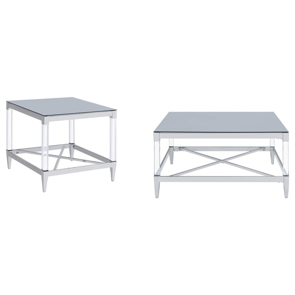 Coaster Furniture Lindley 709728-S2 2-piece Square Coffee and End Table Set - Chrome