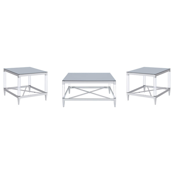 Coaster Furniture Lindley 709728-S3 3-piece Square Coffee and End Table Set - Chrome