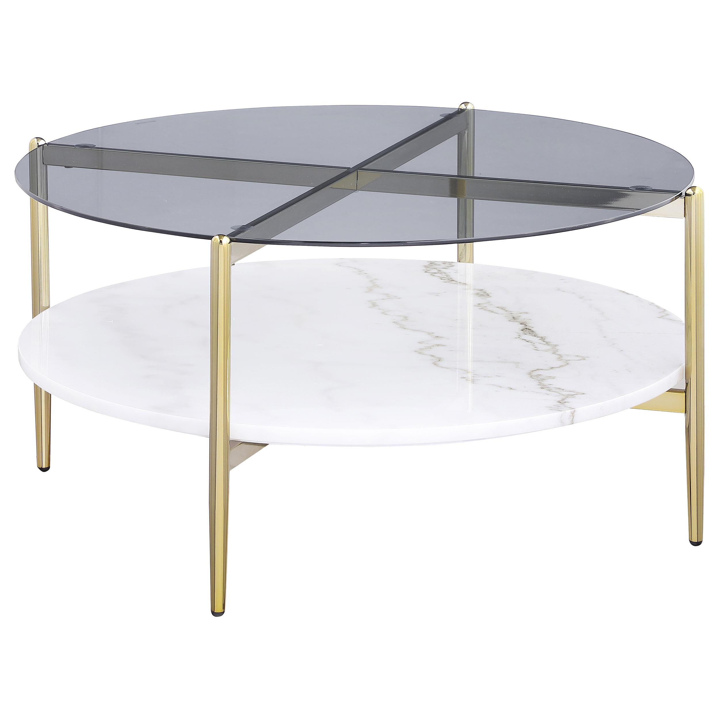  Coaster Furniture Jonelle 710338-S2 2-piece Round Coffee and End Table Set - Gold IMAGE 4