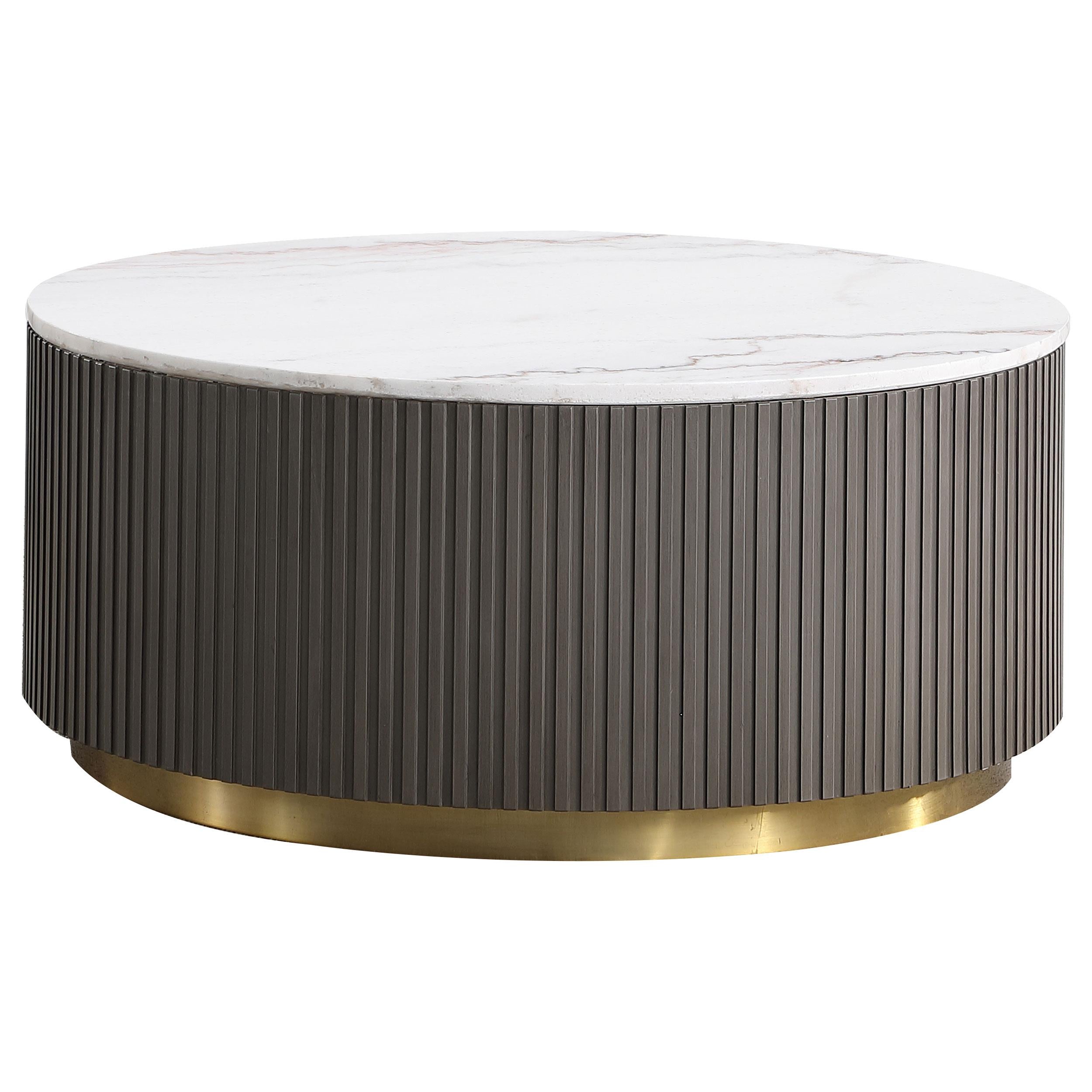  Coaster Furniture Jason 710418-S2 2-piece Round White Marble Coffee Table Set - Charcoal IMAGE 4