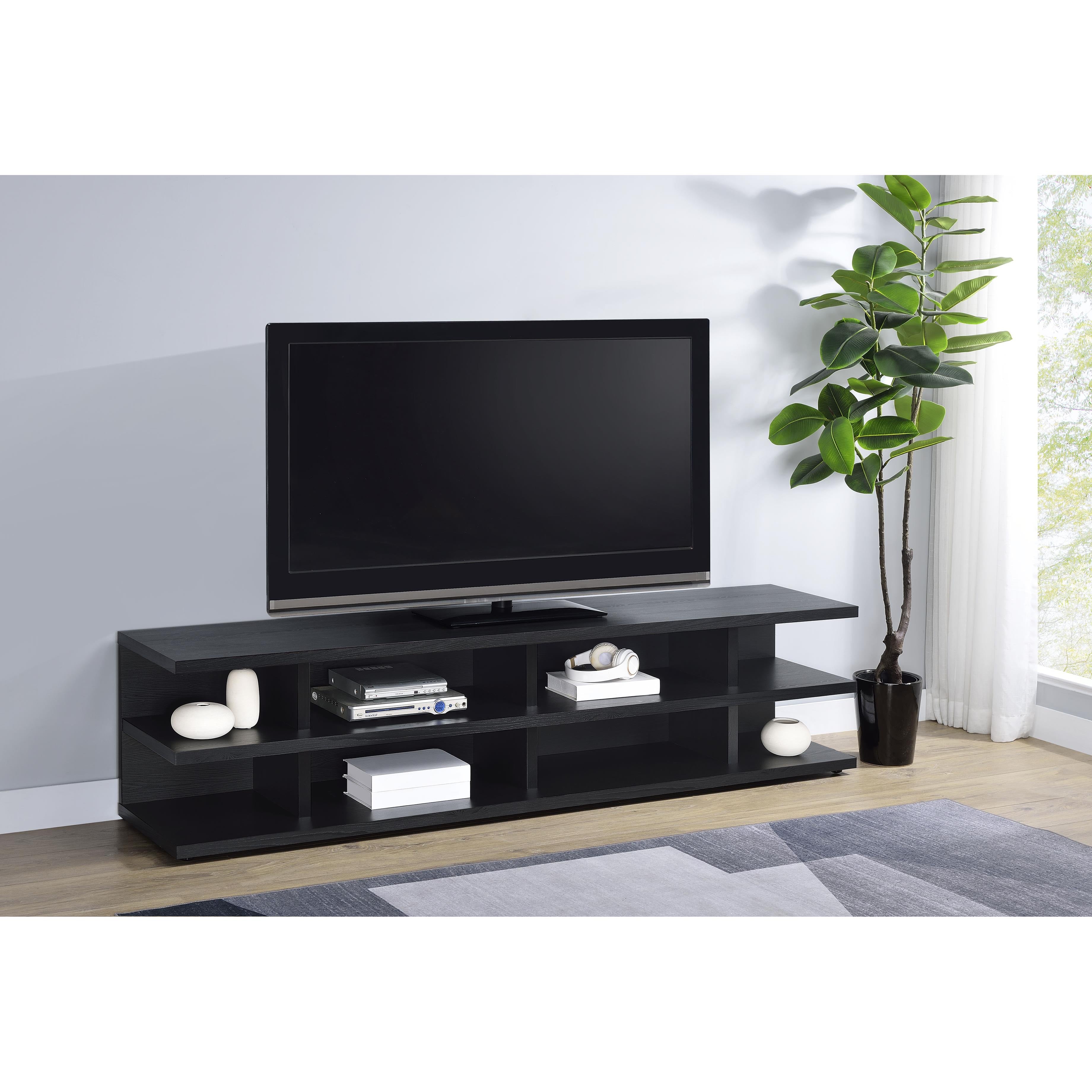  Coaster Furniture Cartmill 710533 78-inch 2-tier TV Stand Media Console - Black IMAGE 6