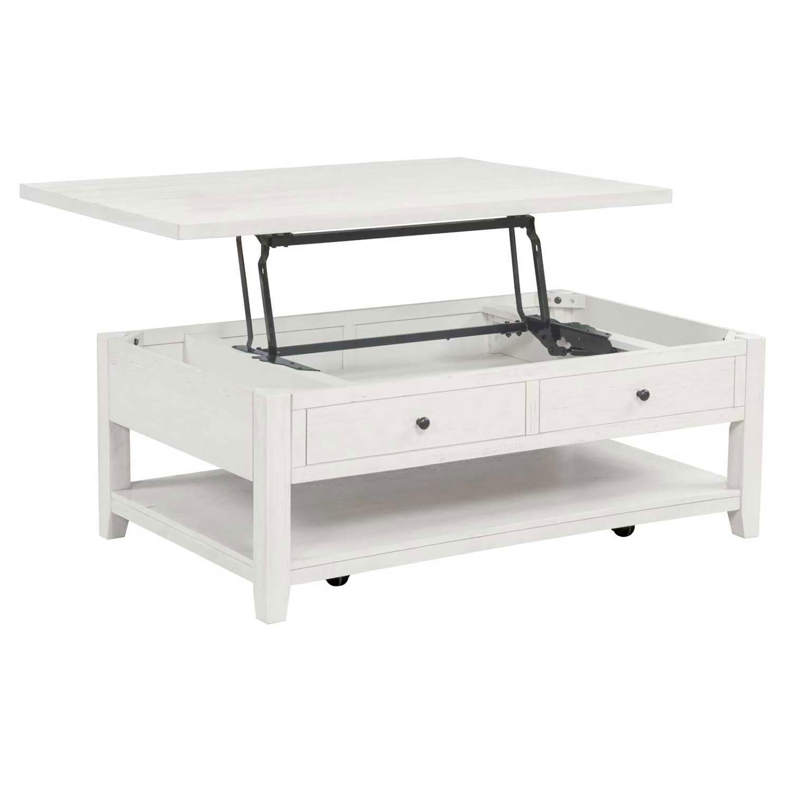  Coaster Furniture Payne 710555 48-inch Mobile Lift Top Coffee Table - Distressed White IMAGE 1