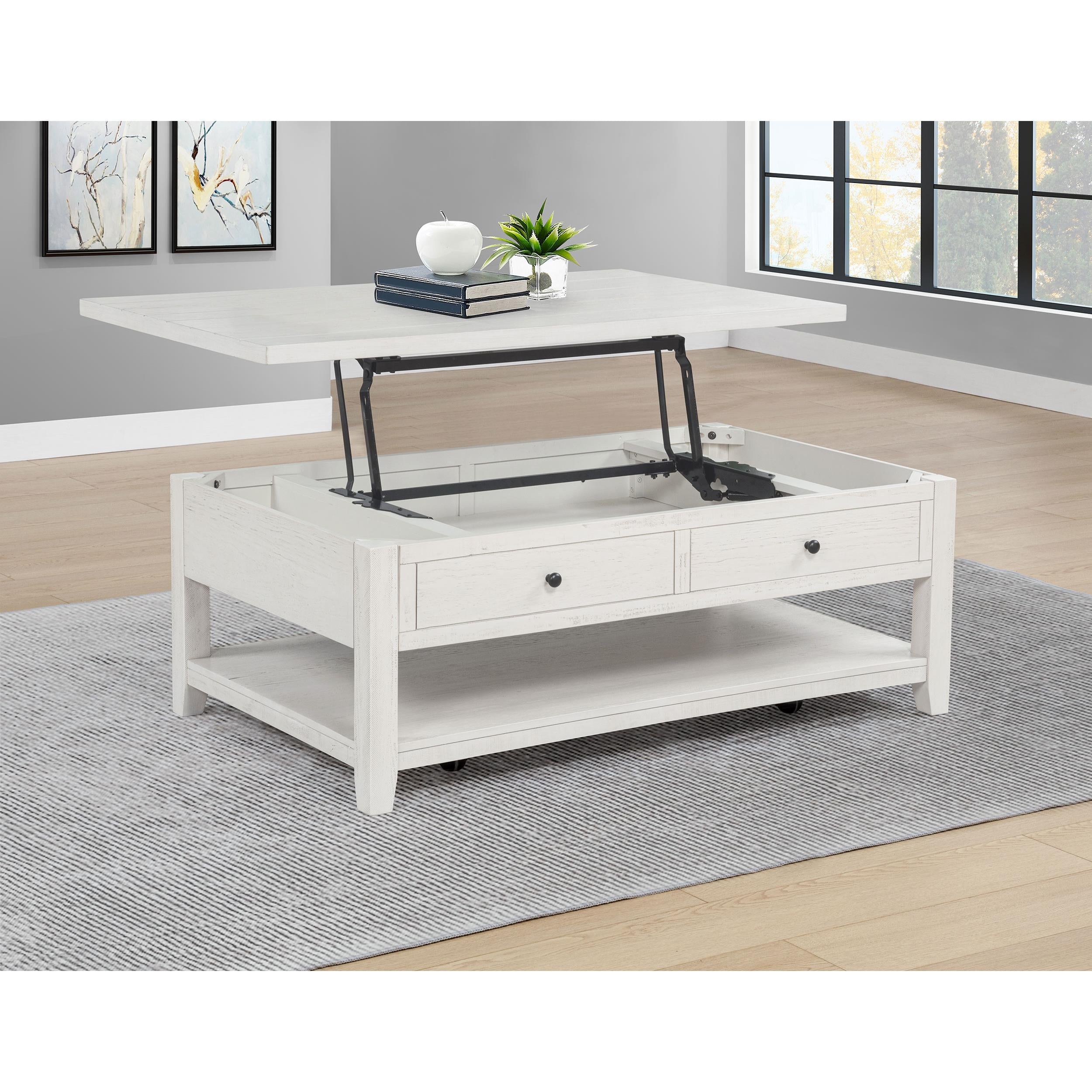  Coaster Furniture Payne 710555 48-inch Mobile Lift Top Coffee Table - Distressed White IMAGE 10