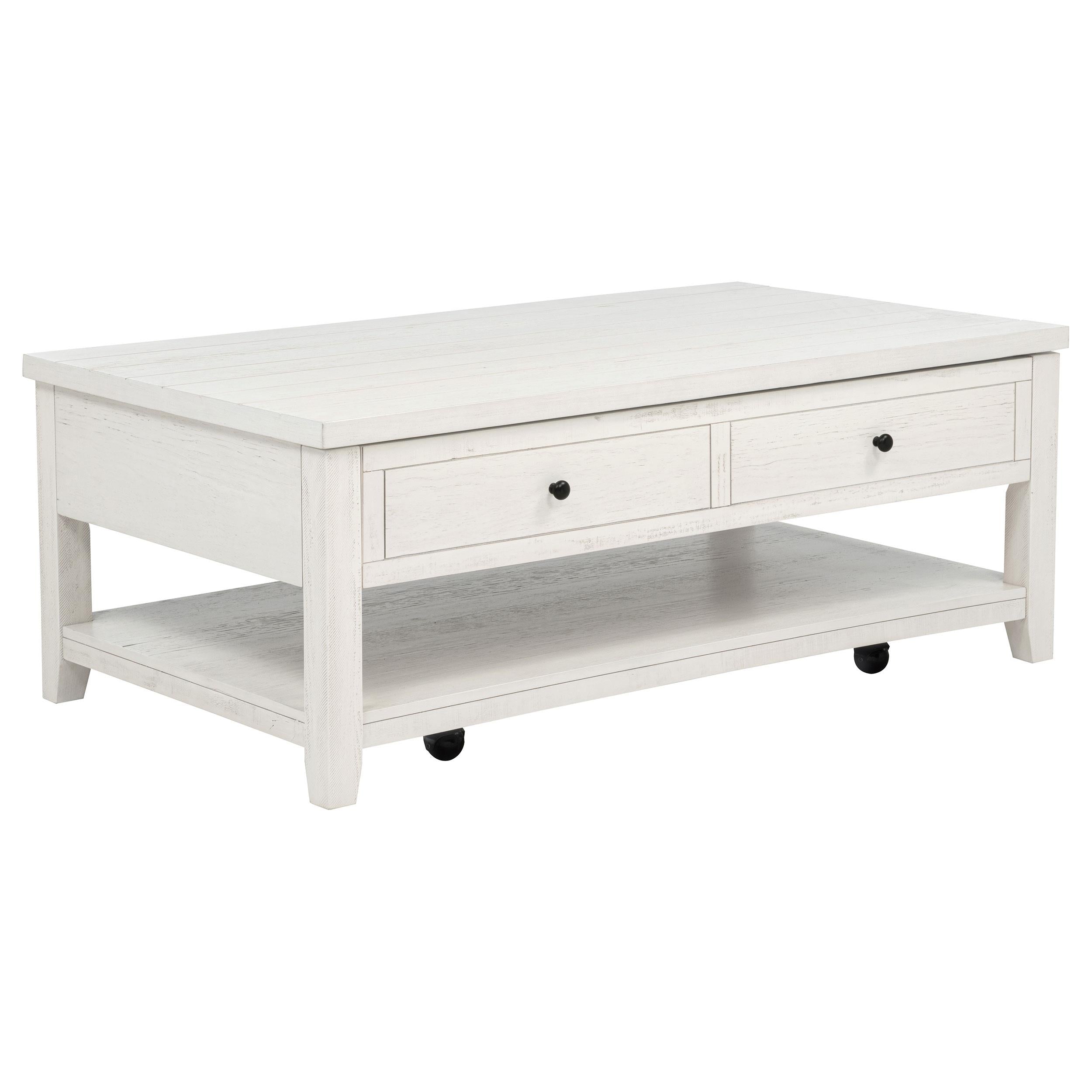  Coaster Furniture Payne 710555 48-inch Mobile Lift Top Coffee Table - Distressed White IMAGE 2