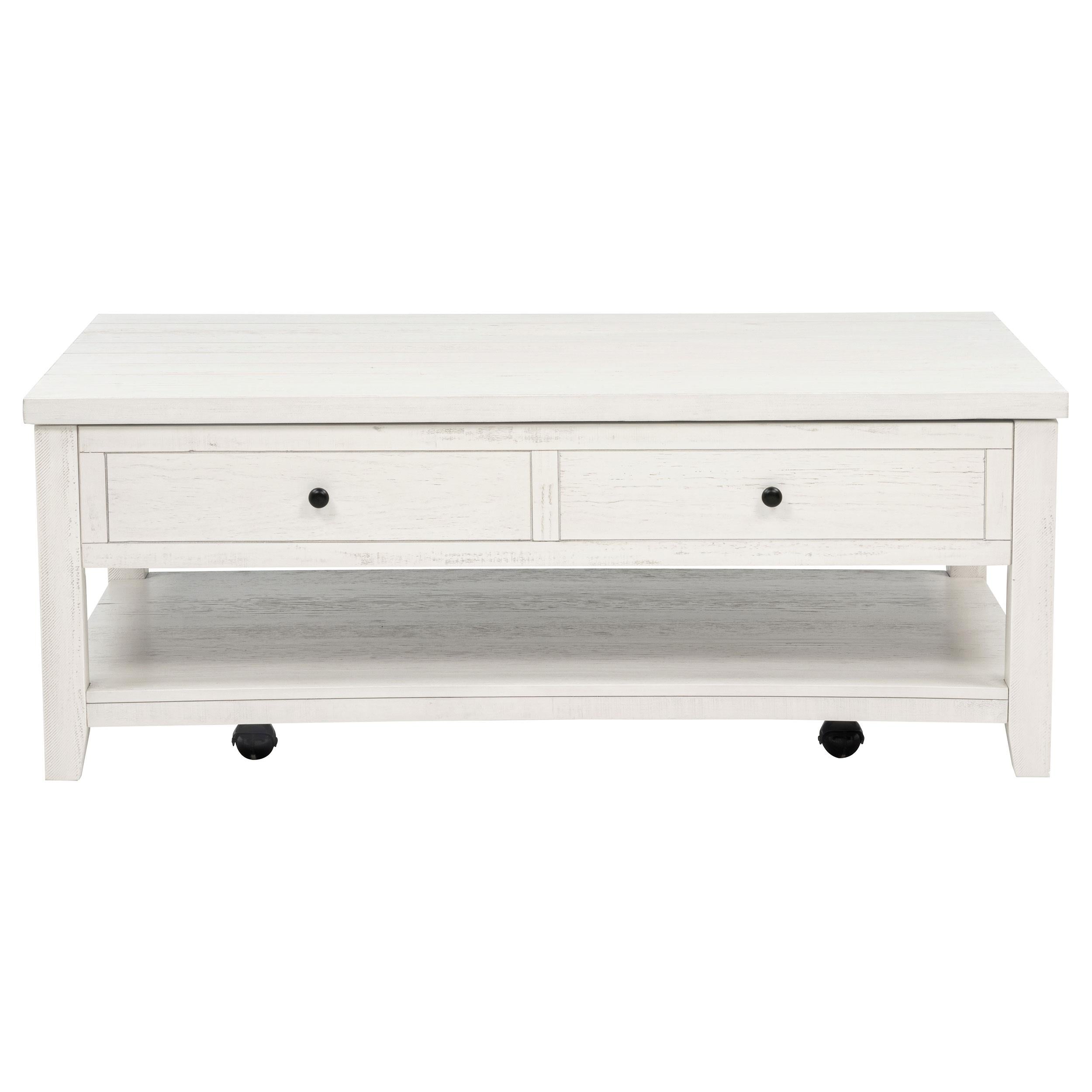  Coaster Furniture Payne 710555 48-inch Mobile Lift Top Coffee Table - Distressed White IMAGE 4