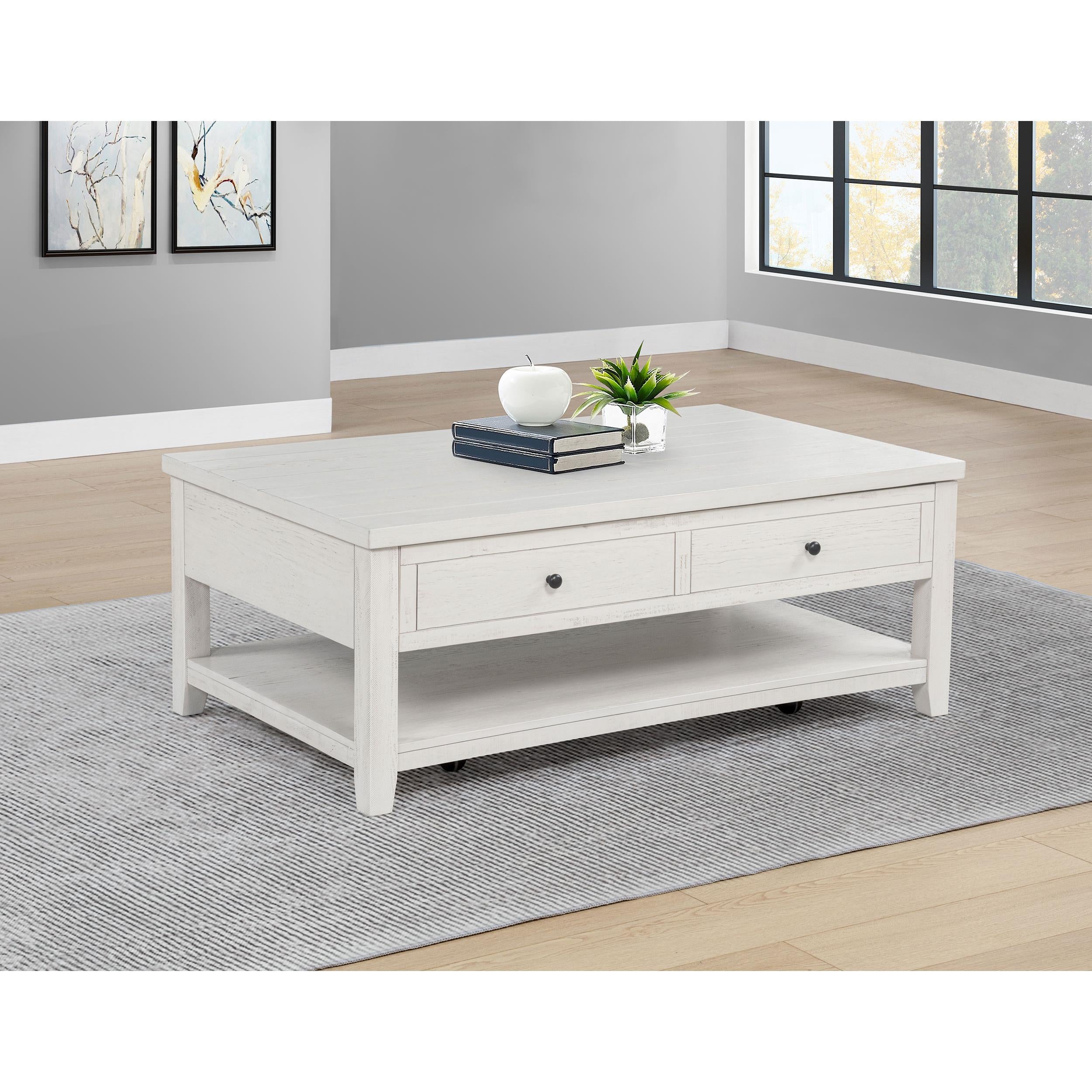  Coaster Furniture Payne 710555 48-inch Mobile Lift Top Coffee Table - Distressed White IMAGE 6