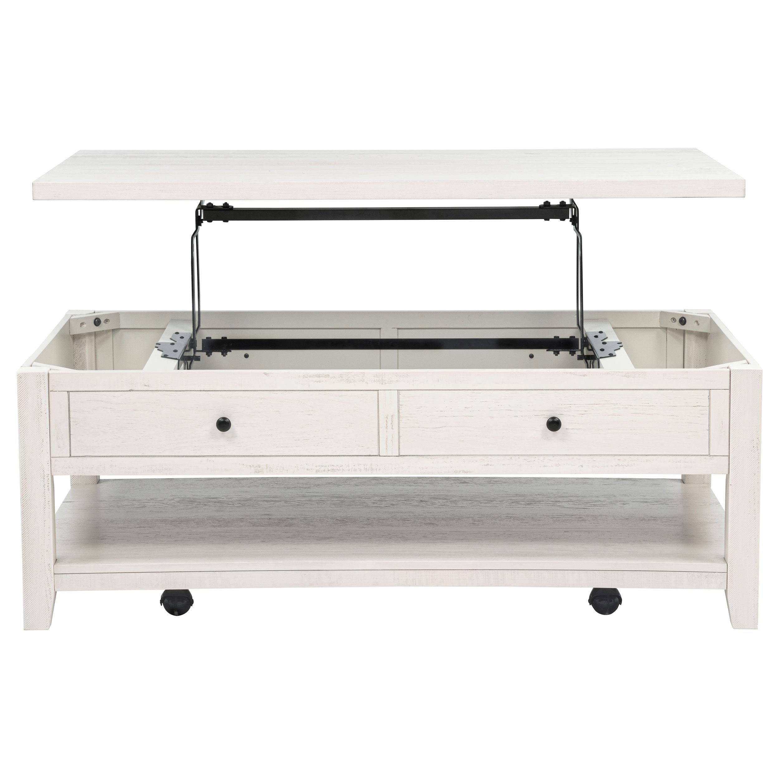  Coaster Furniture Payne 710555 48-inch Mobile Lift Top Coffee Table - Distressed White IMAGE 7