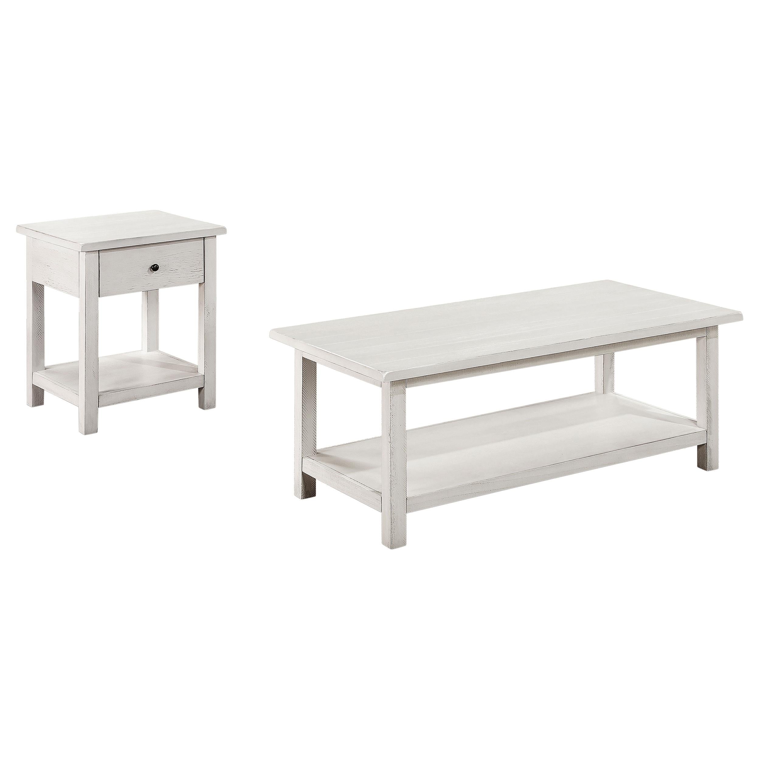  Coaster Furniture Payne 710558-S2 2-piece Coffee and 1-drawer End Table Set - White IMAGE 1