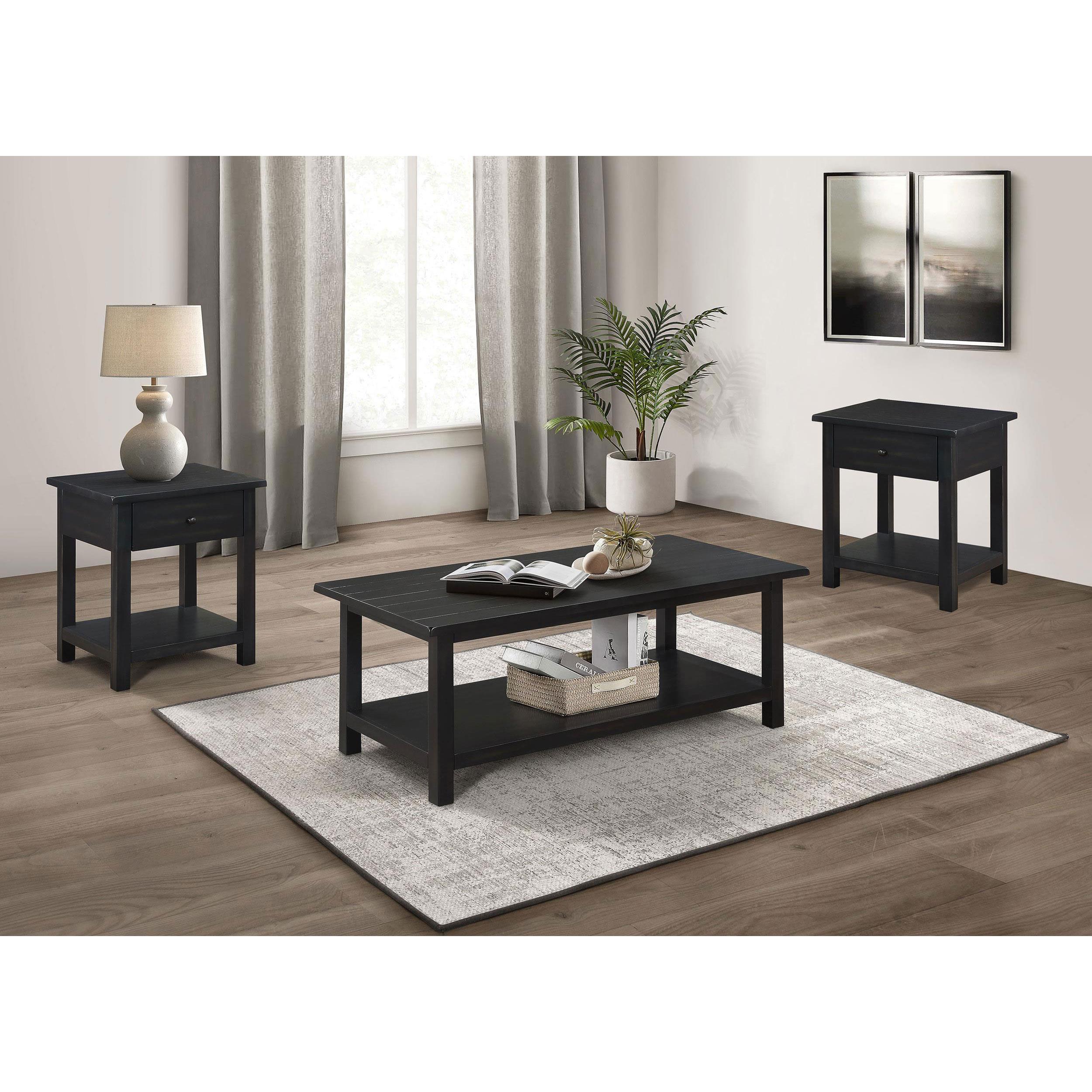  Coaster Furniture Payne 710568-S3 3-piece Coffee and 1-drawer End Table Set - Java IMAGE 2