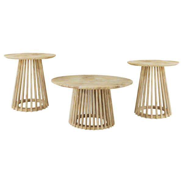 Coaster Furniture Touhy 710608-S3 3-piece Round Coffee and End Table Set - Natural Mango