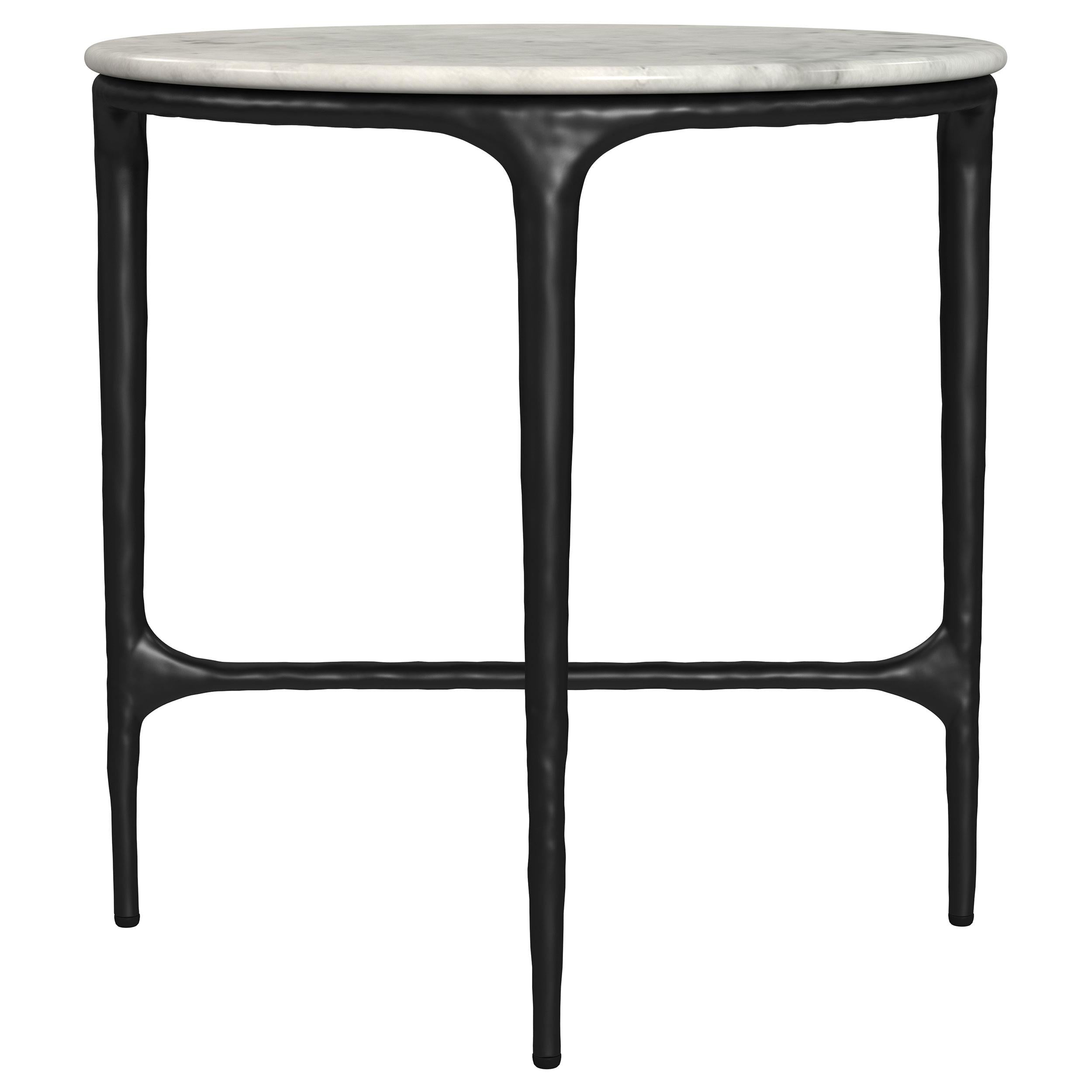  Coaster Furniture Hermas 710737 Round Genuine Marble Top Metal Side Table - White IMAGE 1