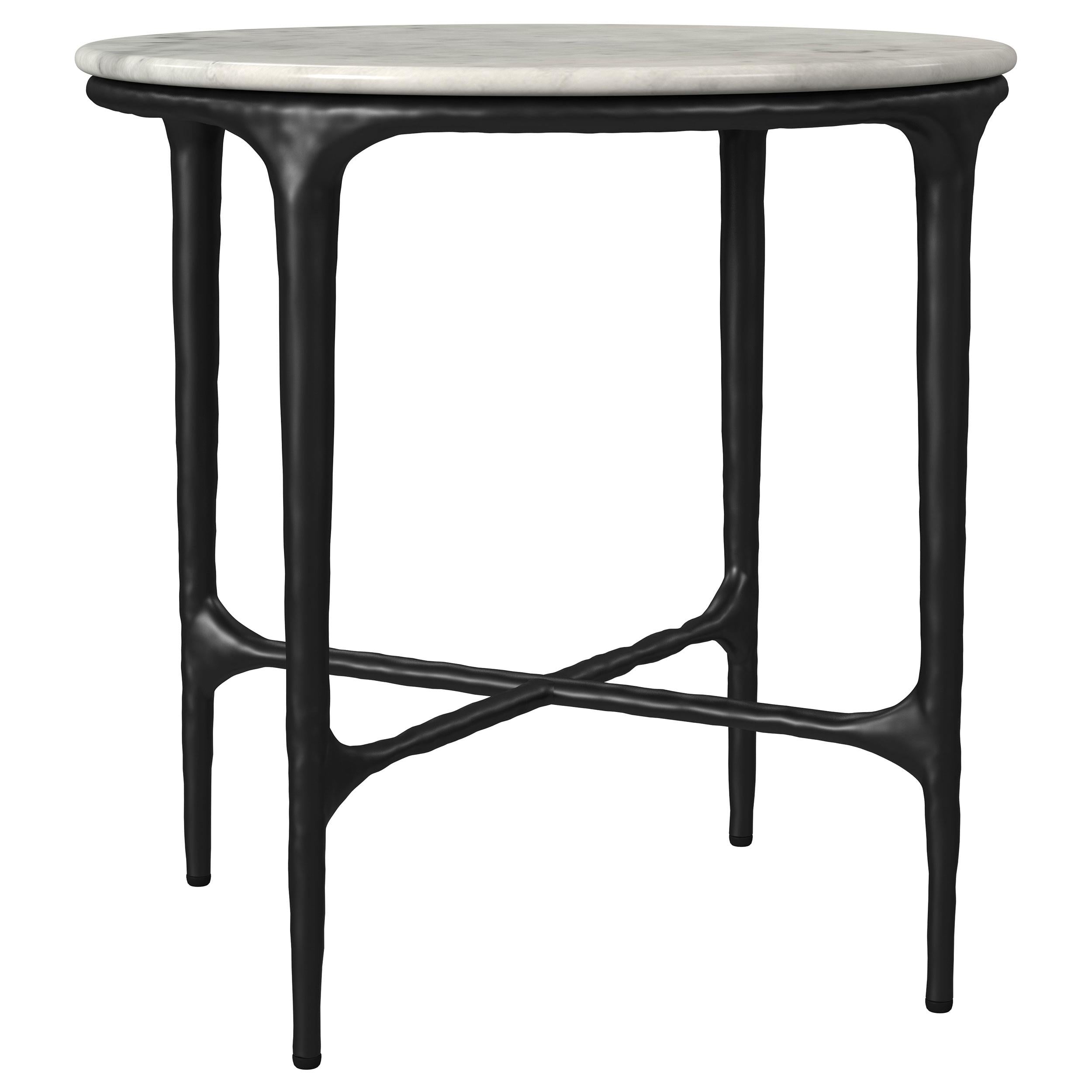  Coaster Furniture Hermas 710737 Round Genuine Marble Top Metal Side Table - White IMAGE 3