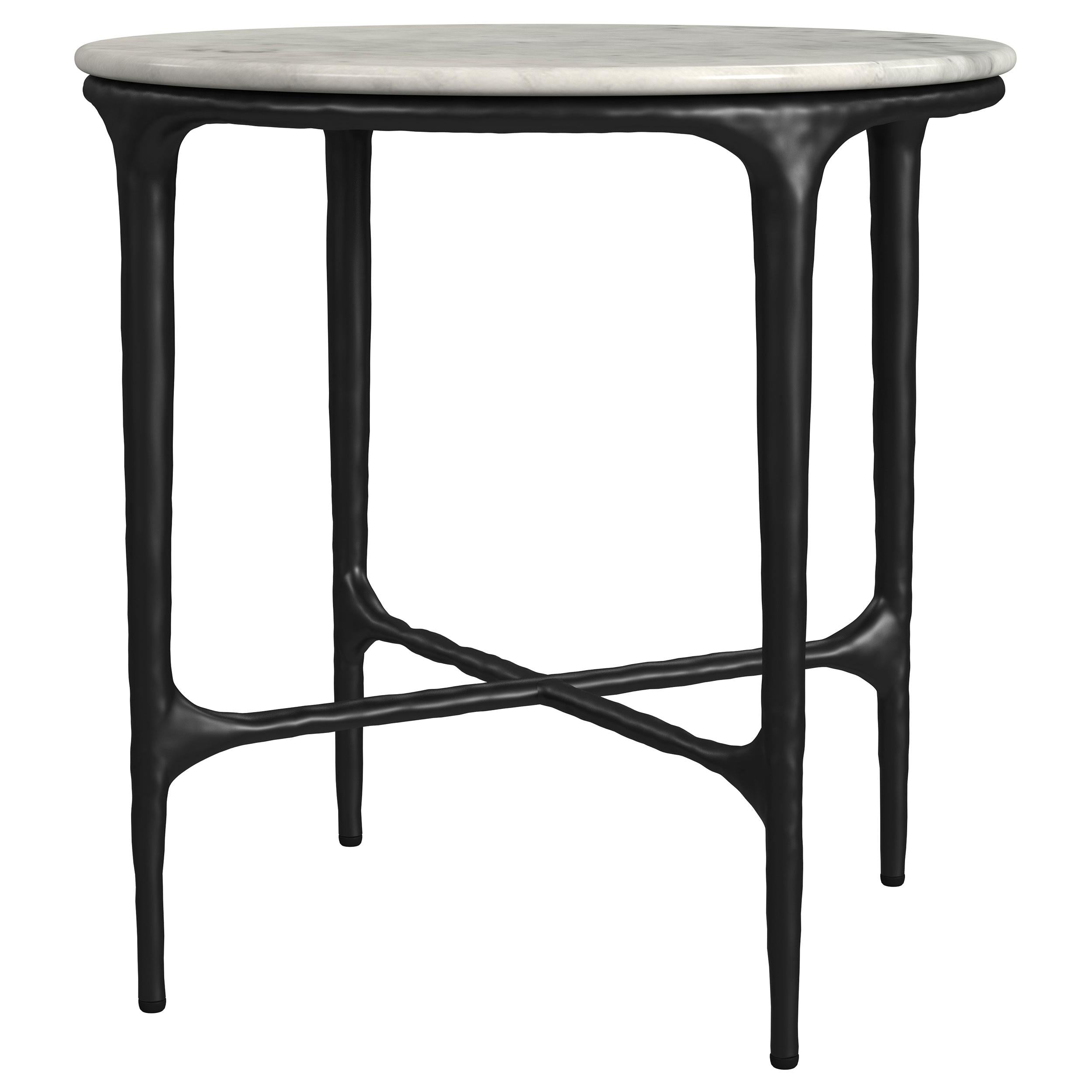  Coaster Furniture Hermas 710737 Round Genuine Marble Top Metal Side Table - White IMAGE 4