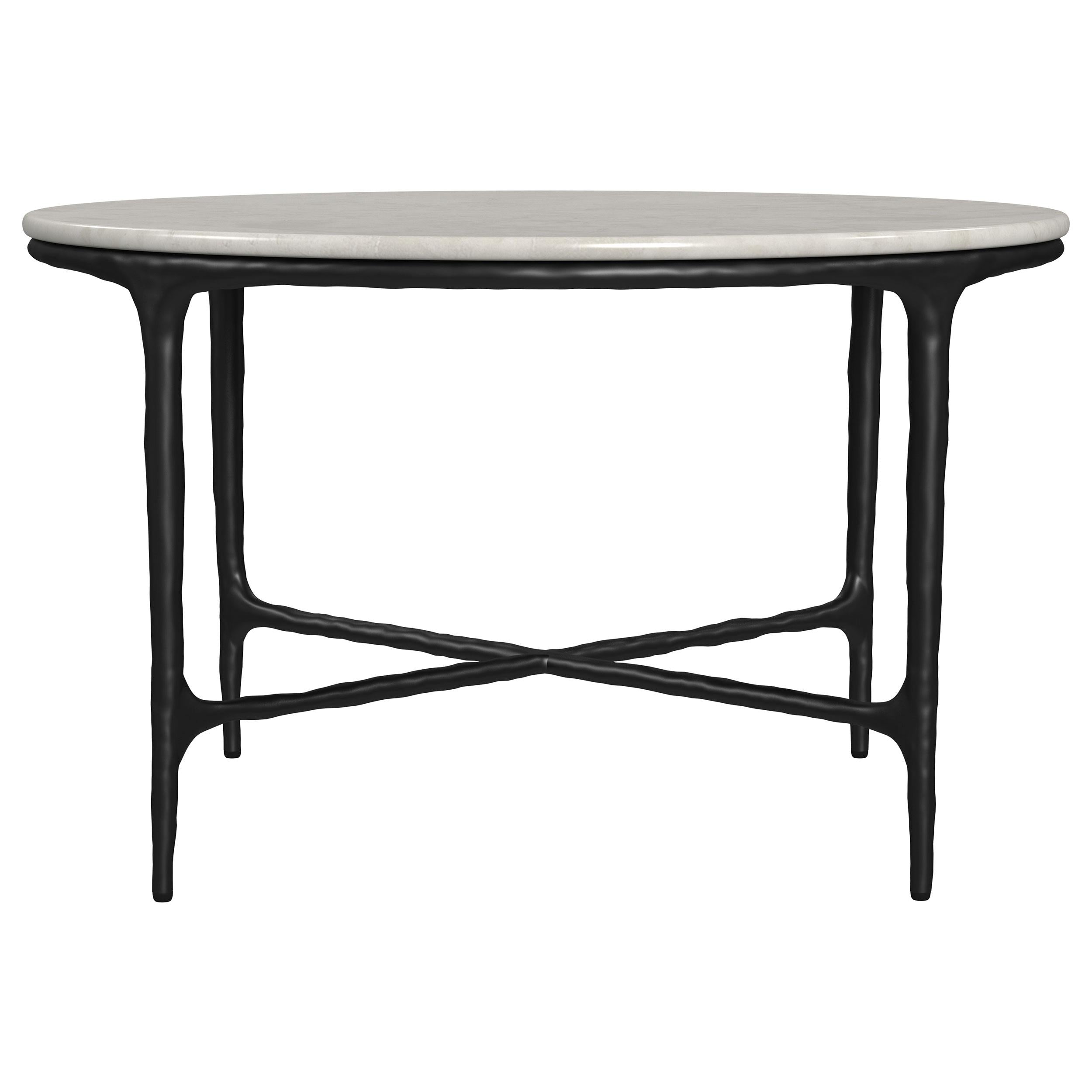  Coaster Furniture Hermas 710738 Round Genuine Marble Top Metal Coffee Table - White IMAGE 2