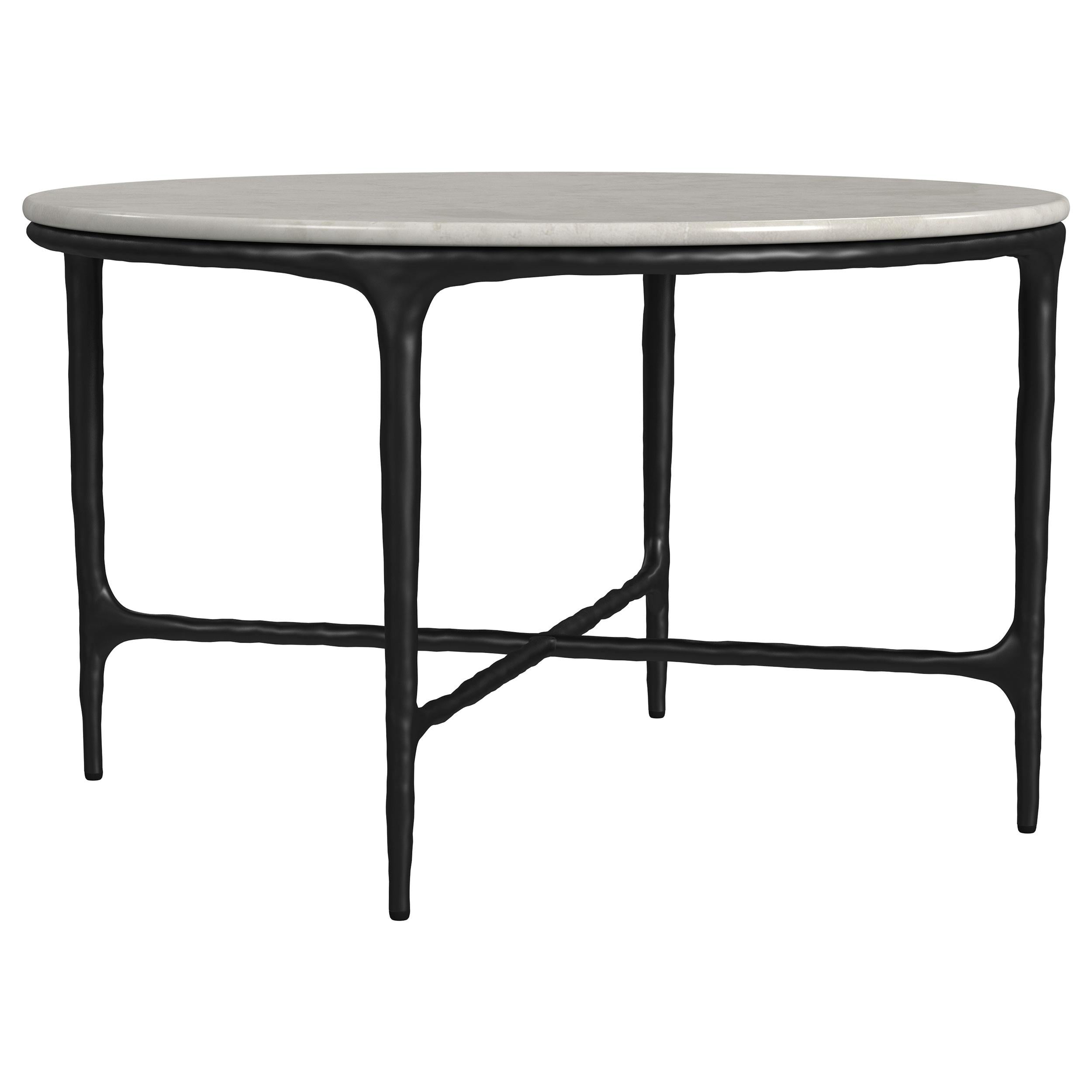  Coaster Furniture Hermas 710738 Round Genuine Marble Top Metal Coffee Table - White IMAGE 3