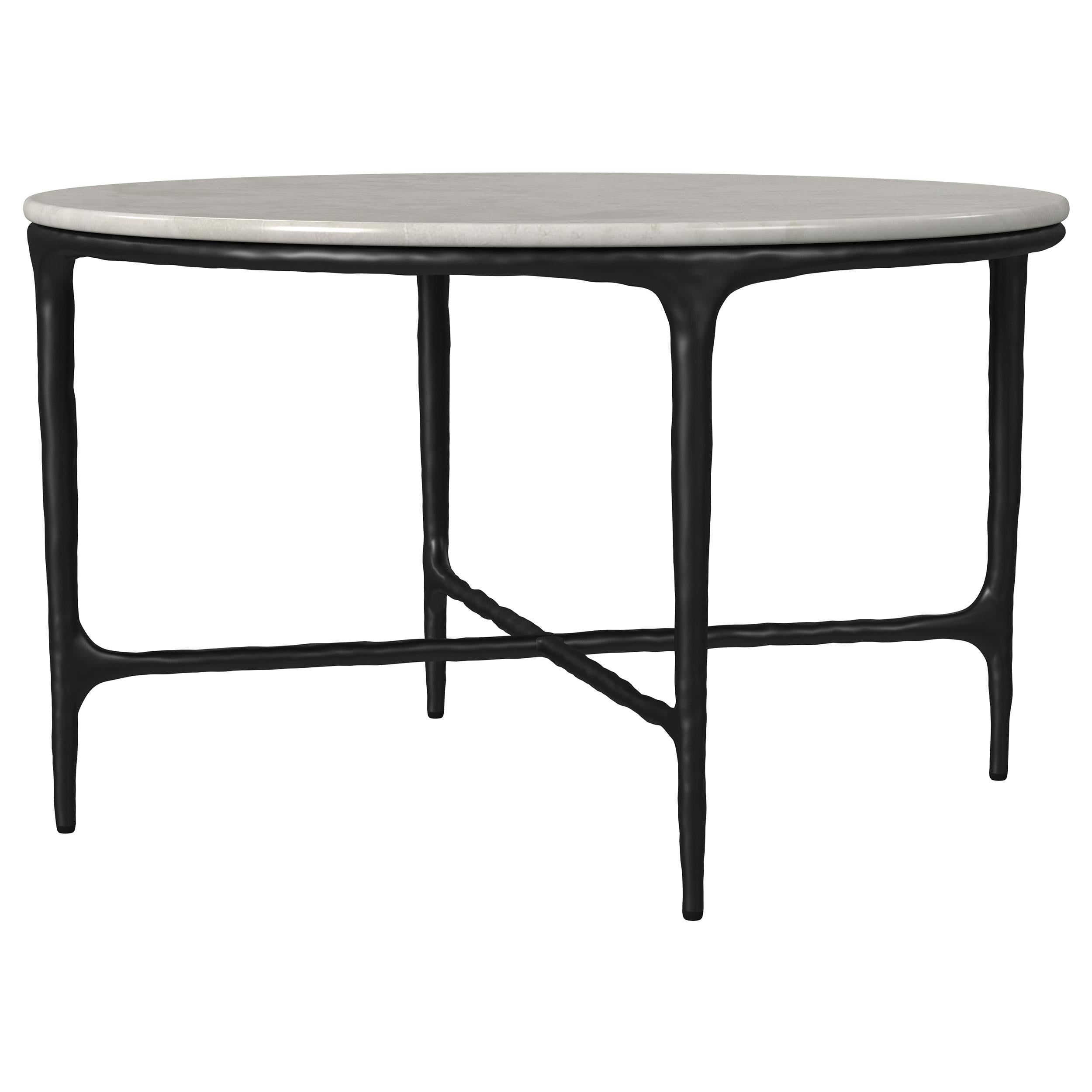  Coaster Furniture Hermas 710738 Round Genuine Marble Top Metal Coffee Table - White IMAGE 4