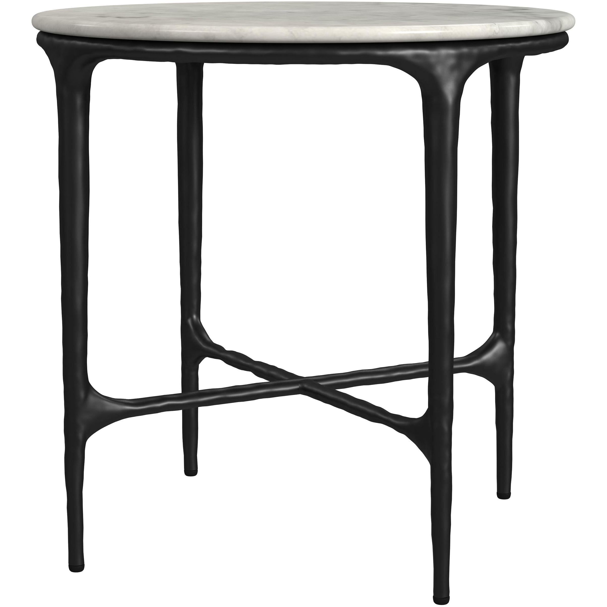  Coaster Furniture Hermas 710738-S2 2-piece Round Marble Coffee and End Table Set - White IMAGE 5
