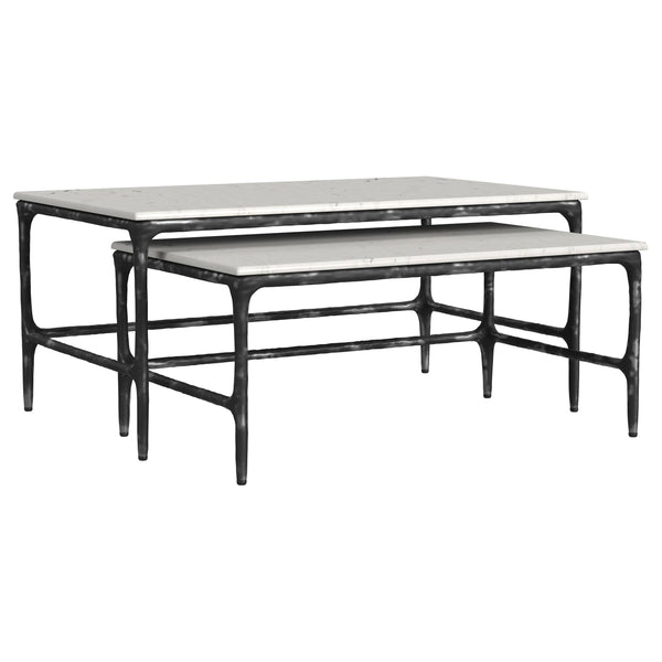 Coaster Furniture Ebby 710740 2-piece Genuine Marble Top Nesting Coffee Tables - White