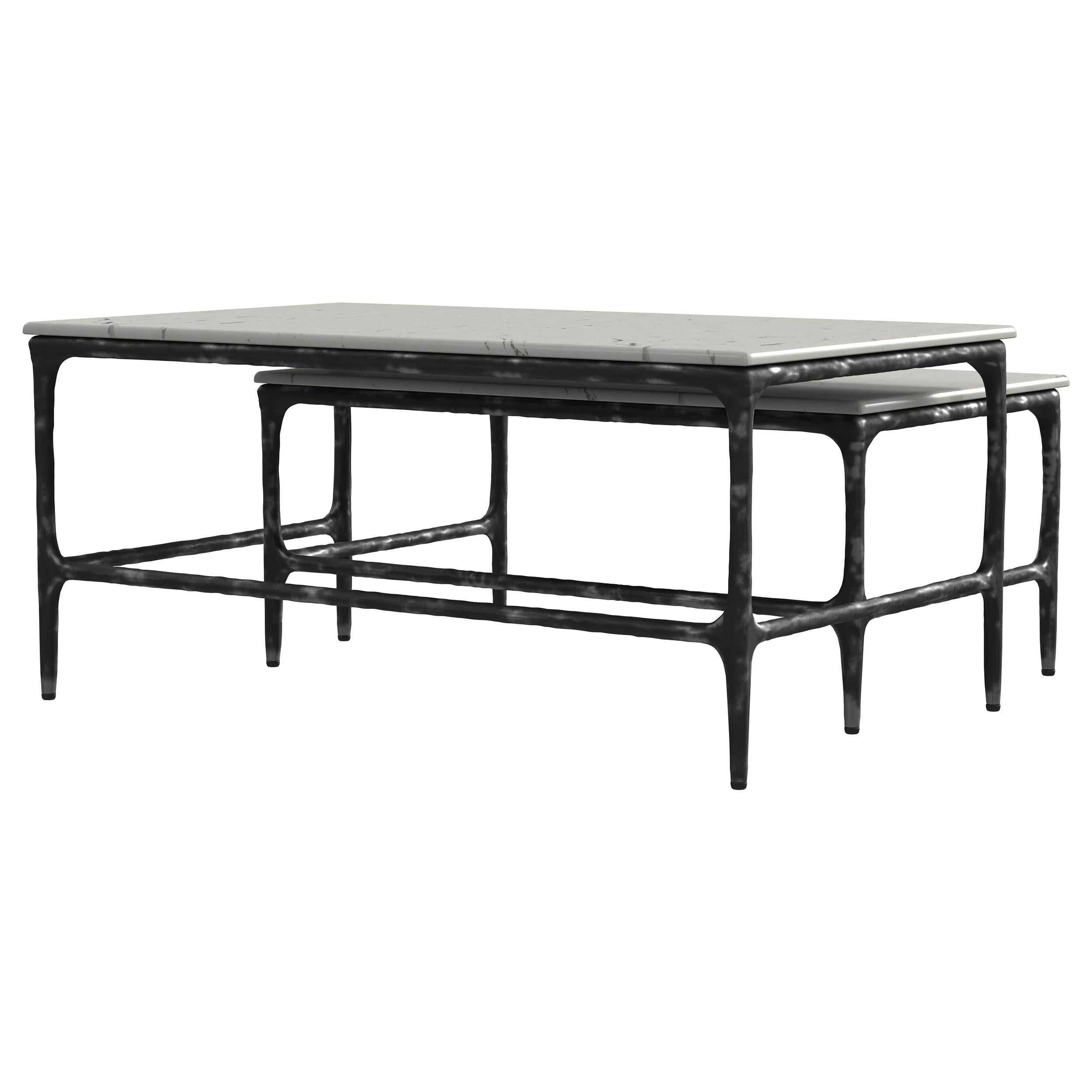  Coaster Furniture Ebby 710740 2-piece Genuine Marble Top Nesting Coffee Tables - White IMAGE 10